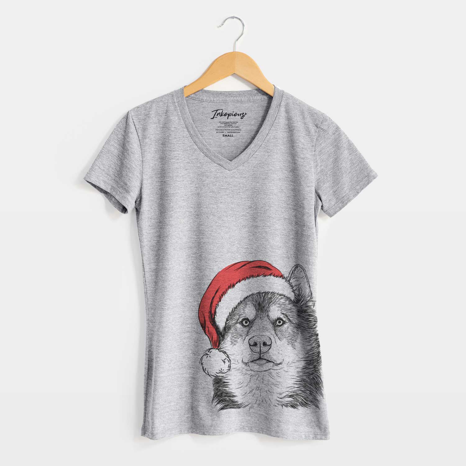 Santa Oskar the Canadian Eskimo Dog - Women's V-neck Shirt