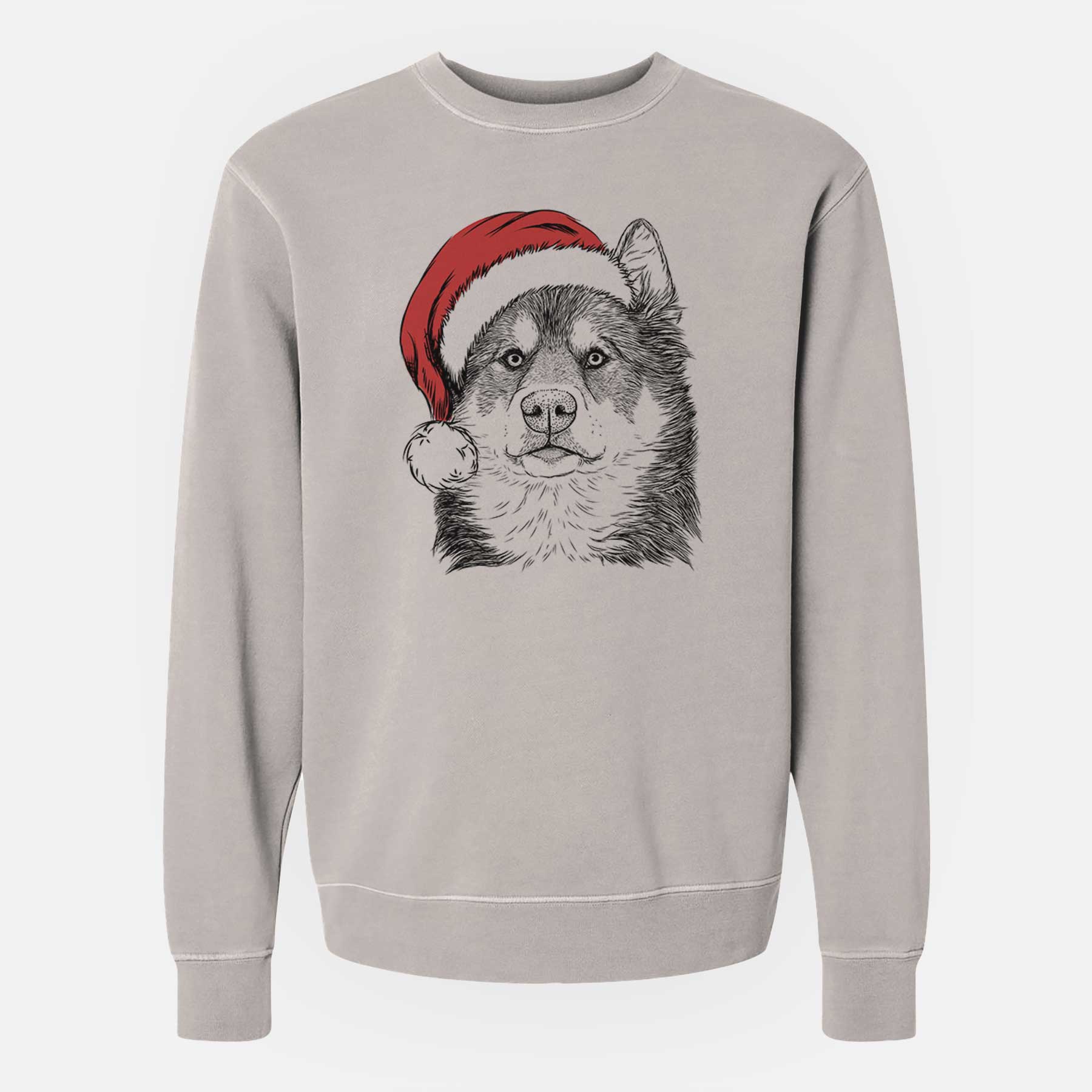 Santa Oskar the Canadian Eskimo Dog - Unisex Pigment Dyed Crew Sweatshirt