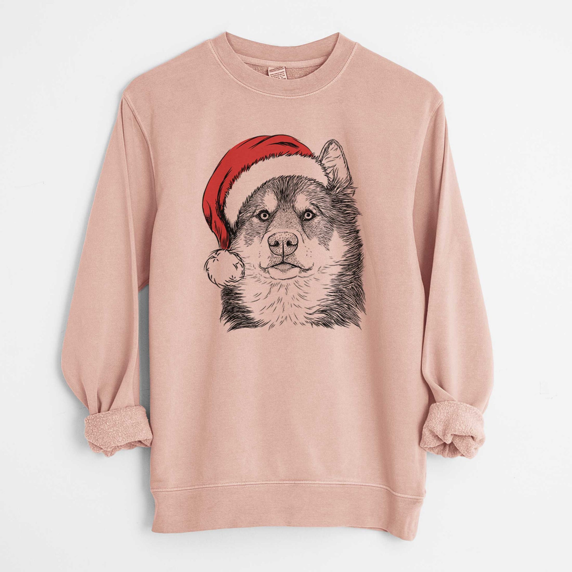 Santa Oskar the Canadian Eskimo Dog - Unisex Pigment Dyed Crew Sweatshirt