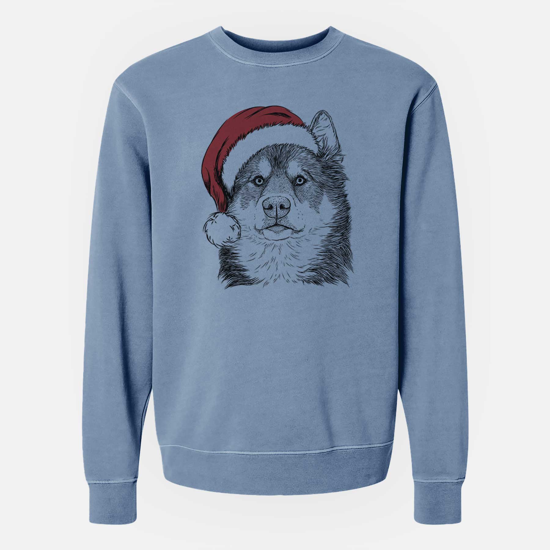 Santa Oskar the Canadian Eskimo Dog - Unisex Pigment Dyed Crew Sweatshirt