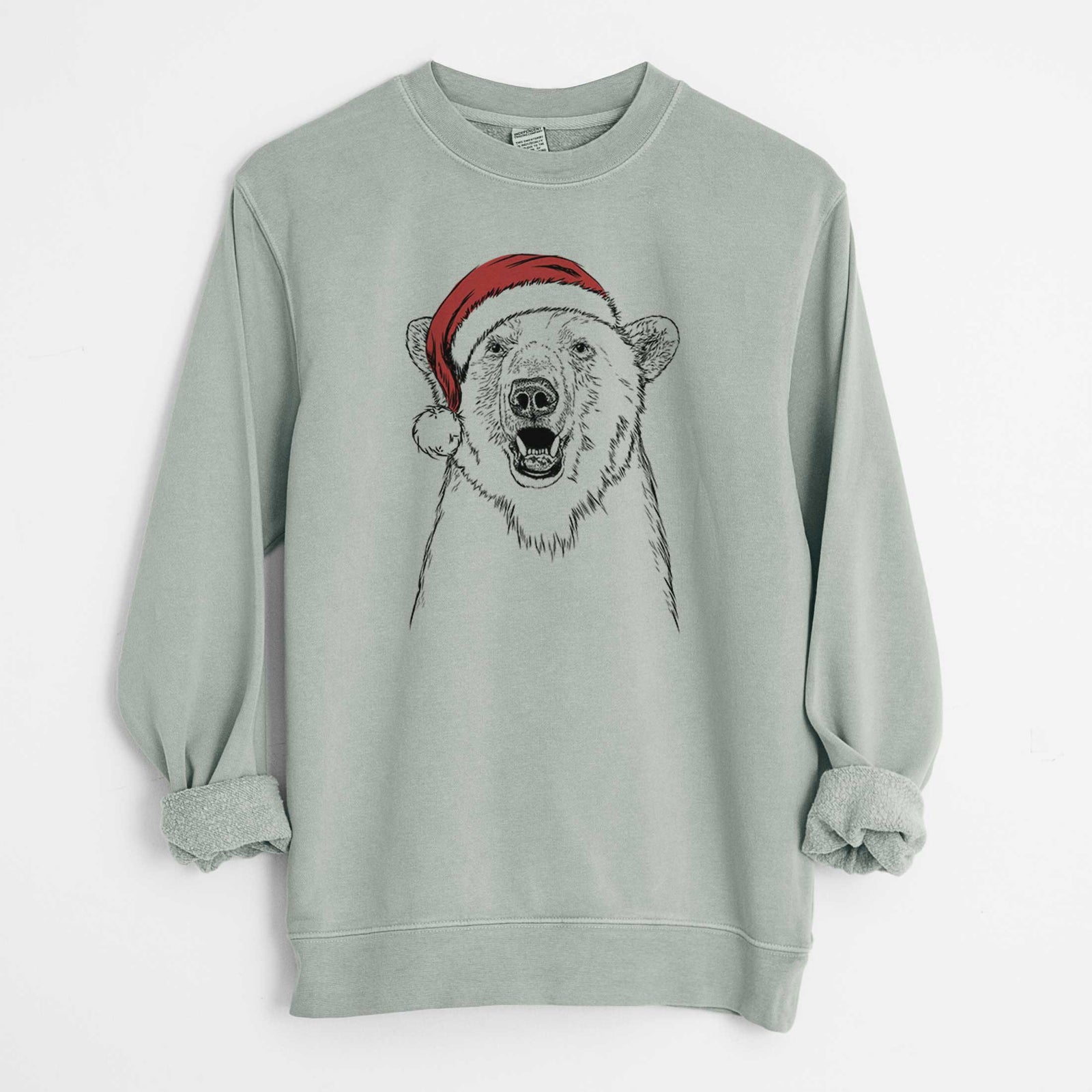 Santa Oslo the Polar Bear - Unisex Pigment Dyed Crew Sweatshirt