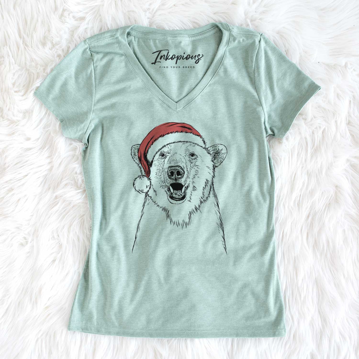 Santa Oslo the Polar Bear - Women's V-neck Shirt