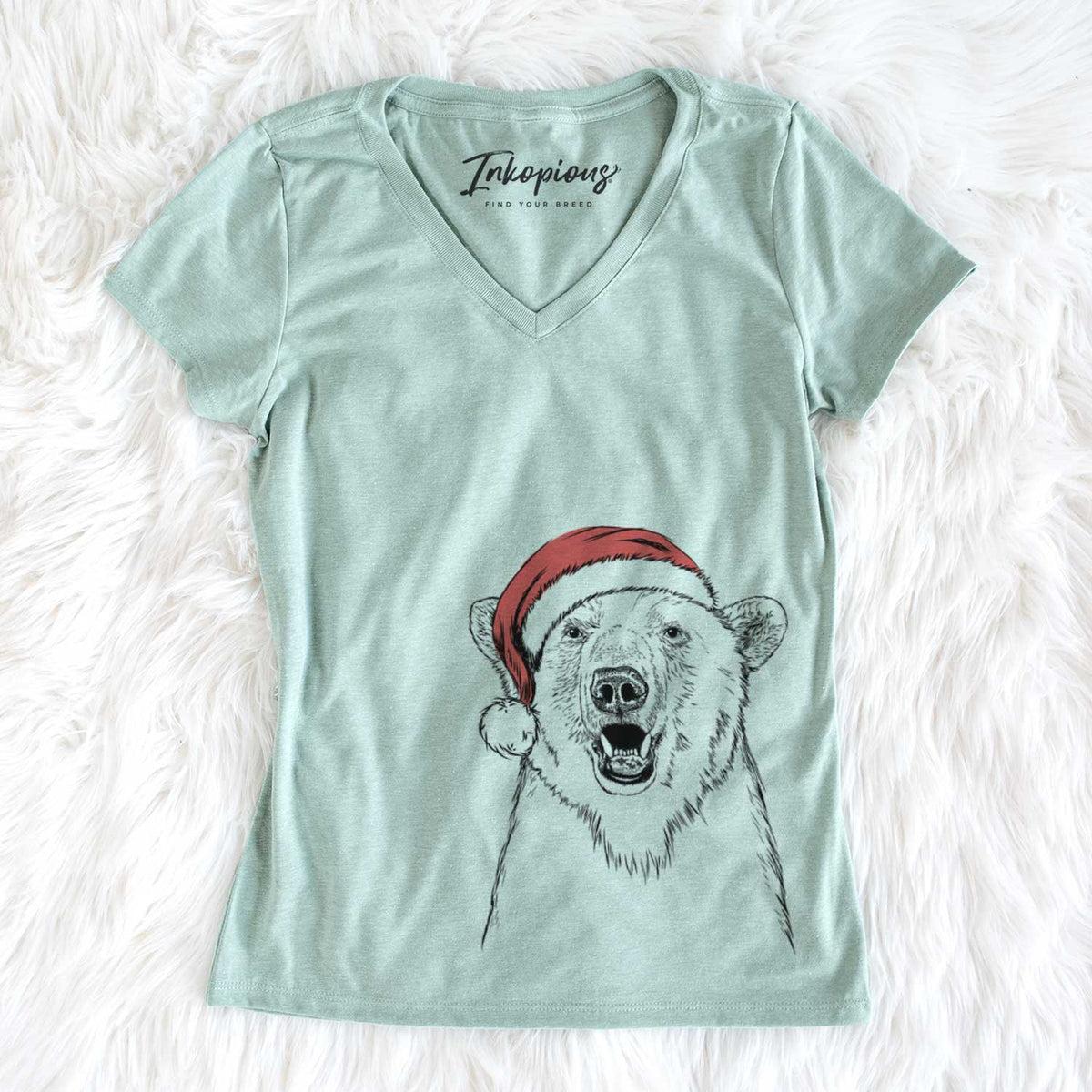 Santa Oslo the Polar Bear - Women&#39;s V-neck Shirt