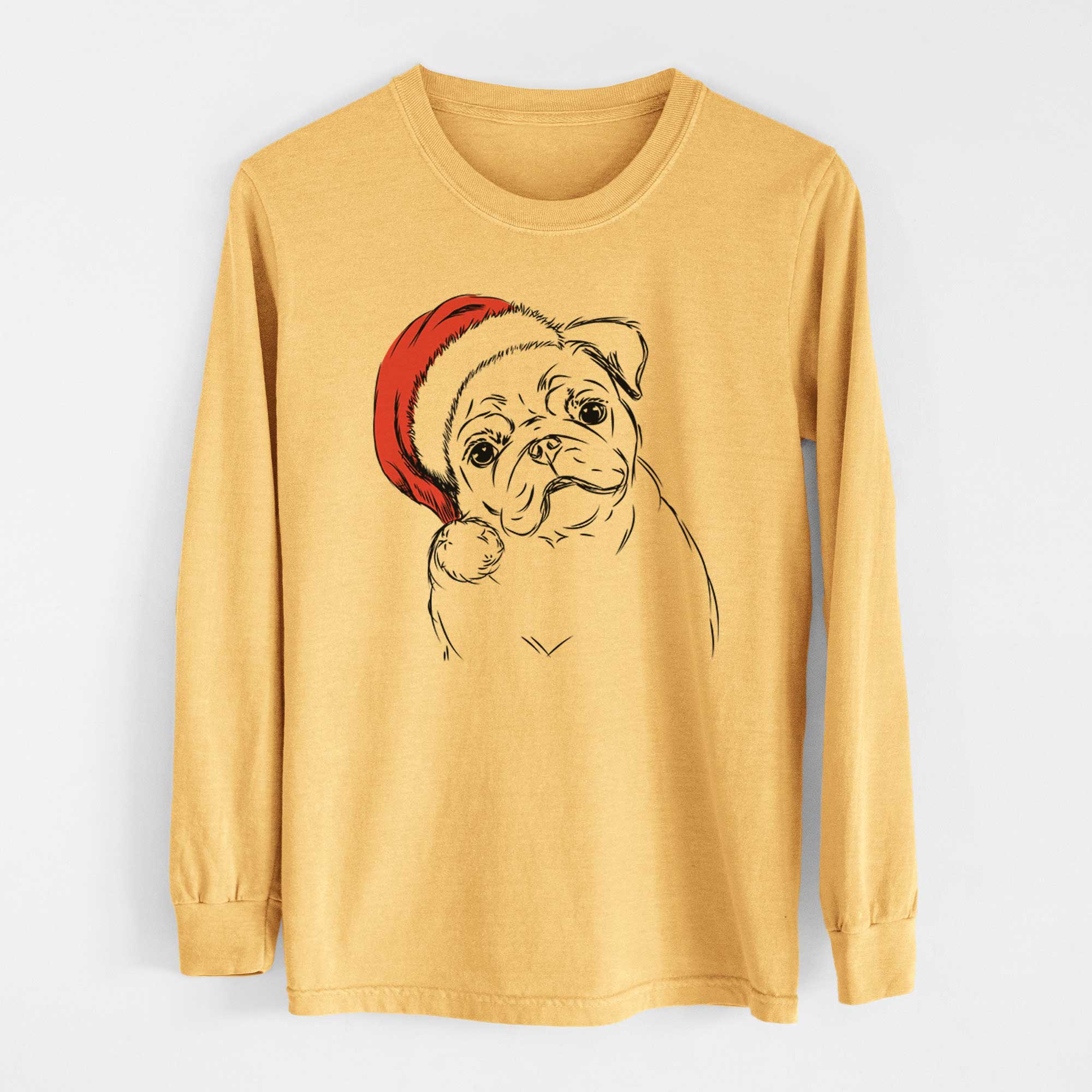 Santa Otis the Pug - Heavyweight 100% Cotton Long Sleeve