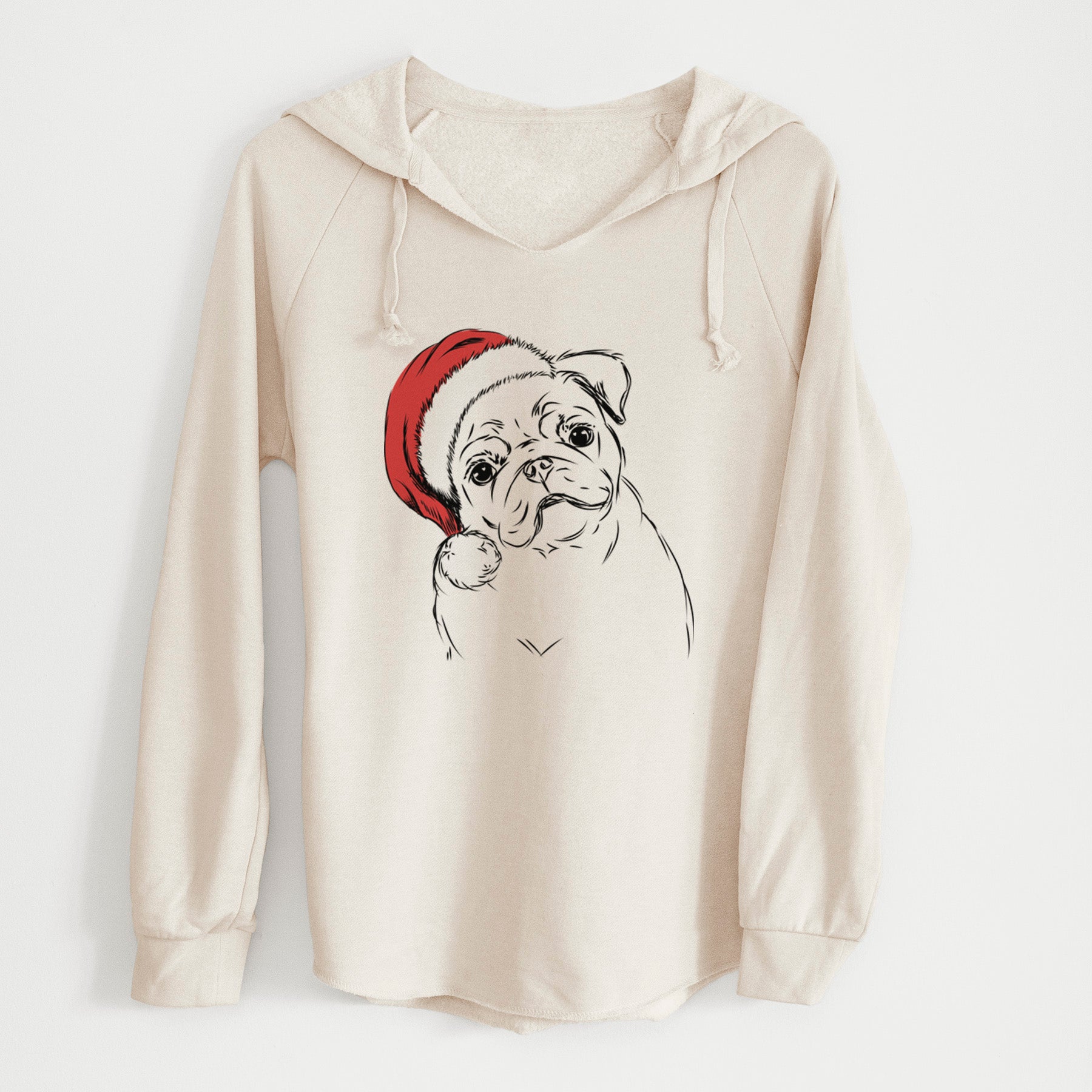 Santa Otis the Pug - Cali Wave Hooded Sweatshirt