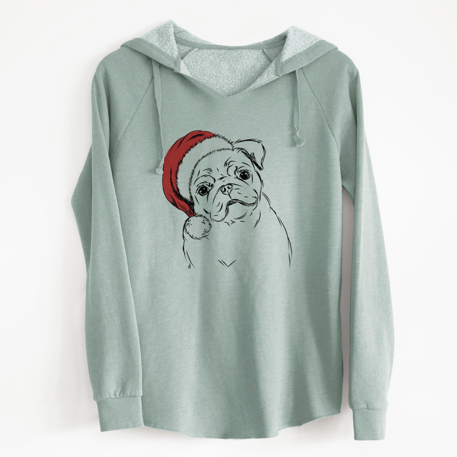 Santa Otis the Pug - Cali Wave Hooded Sweatshirt