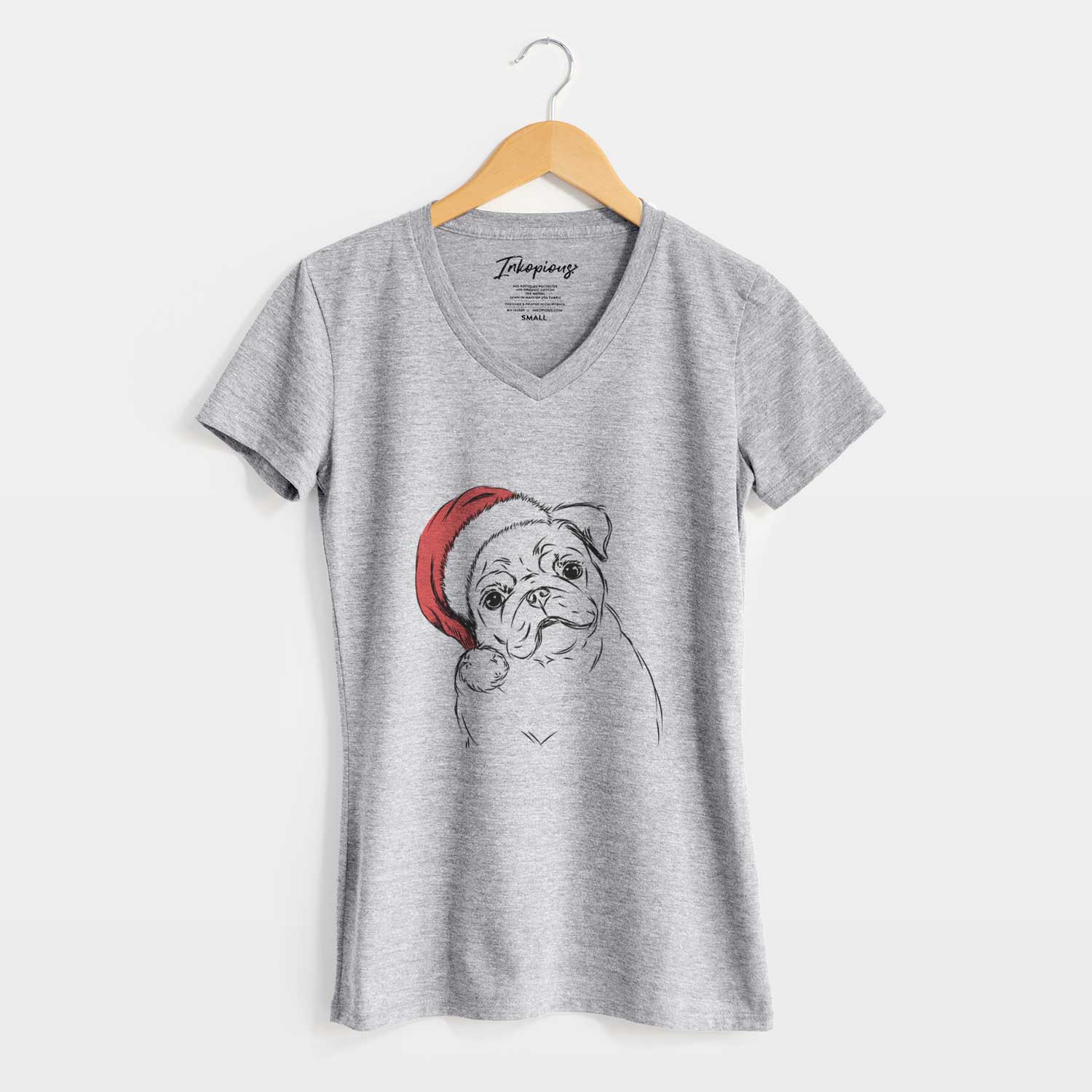 Santa Otis the Pug - Women's V-neck Shirt