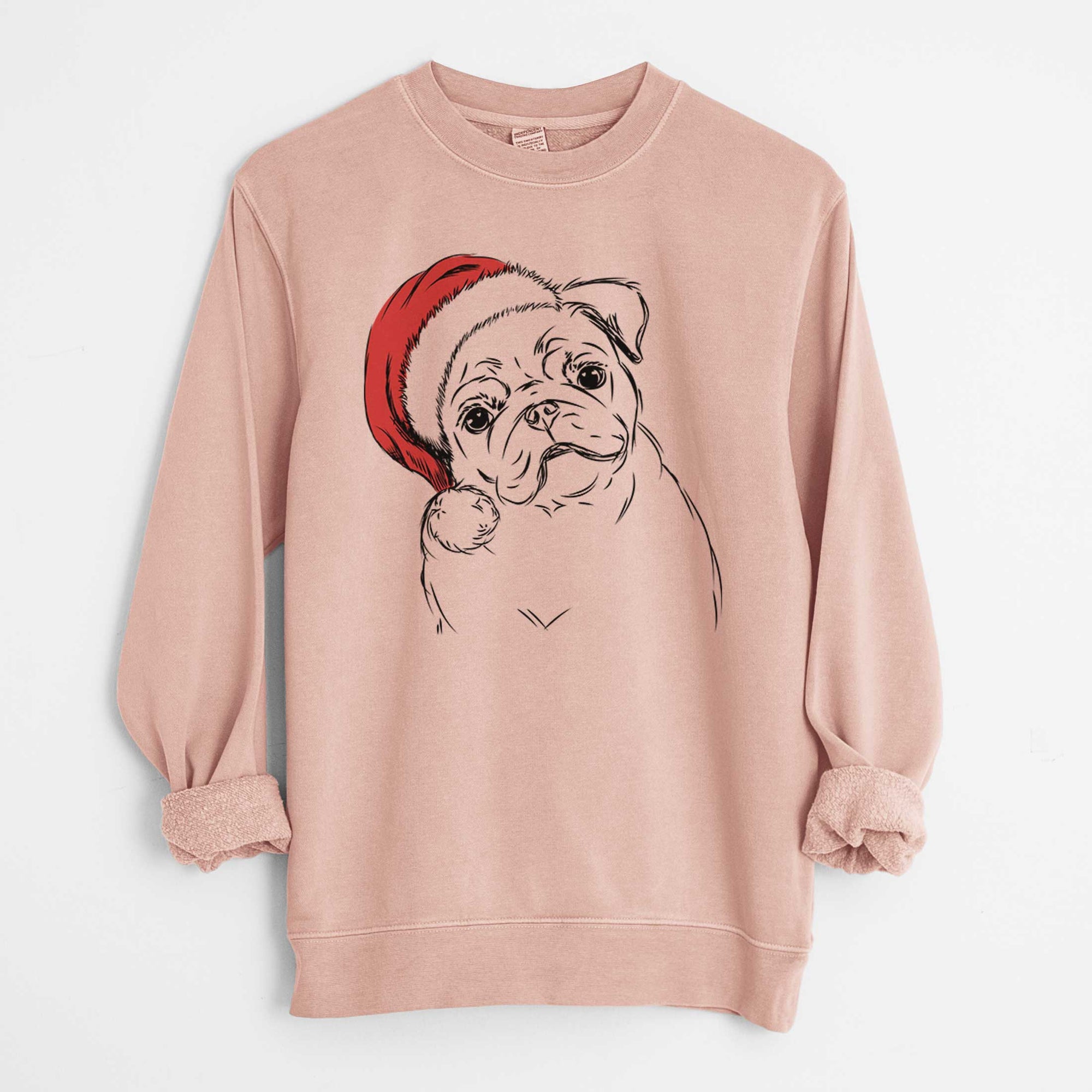 Santa Otis the Pug - Unisex Pigment Dyed Crew Sweatshirt