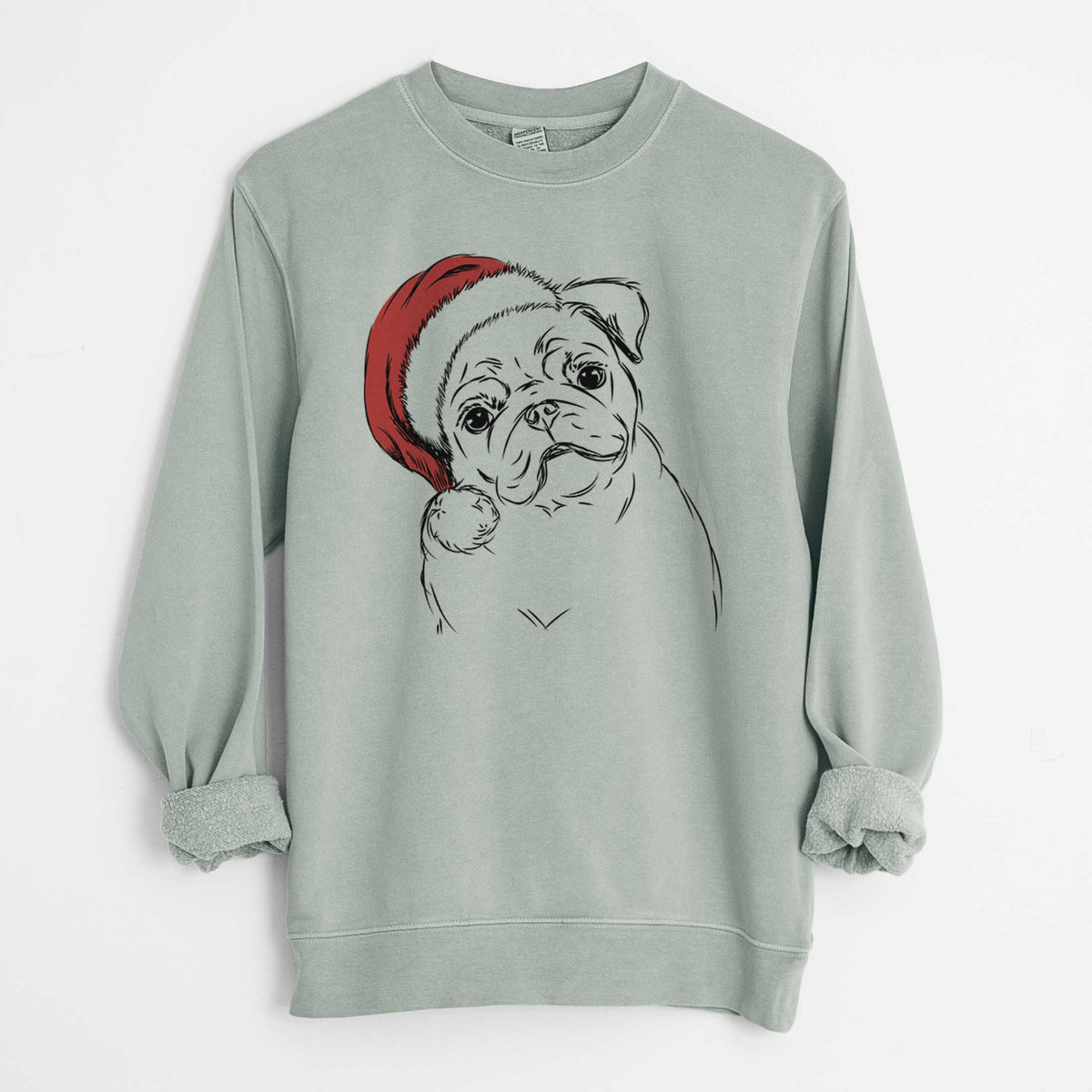Santa Otis the Pug - Unisex Pigment Dyed Crew Sweatshirt