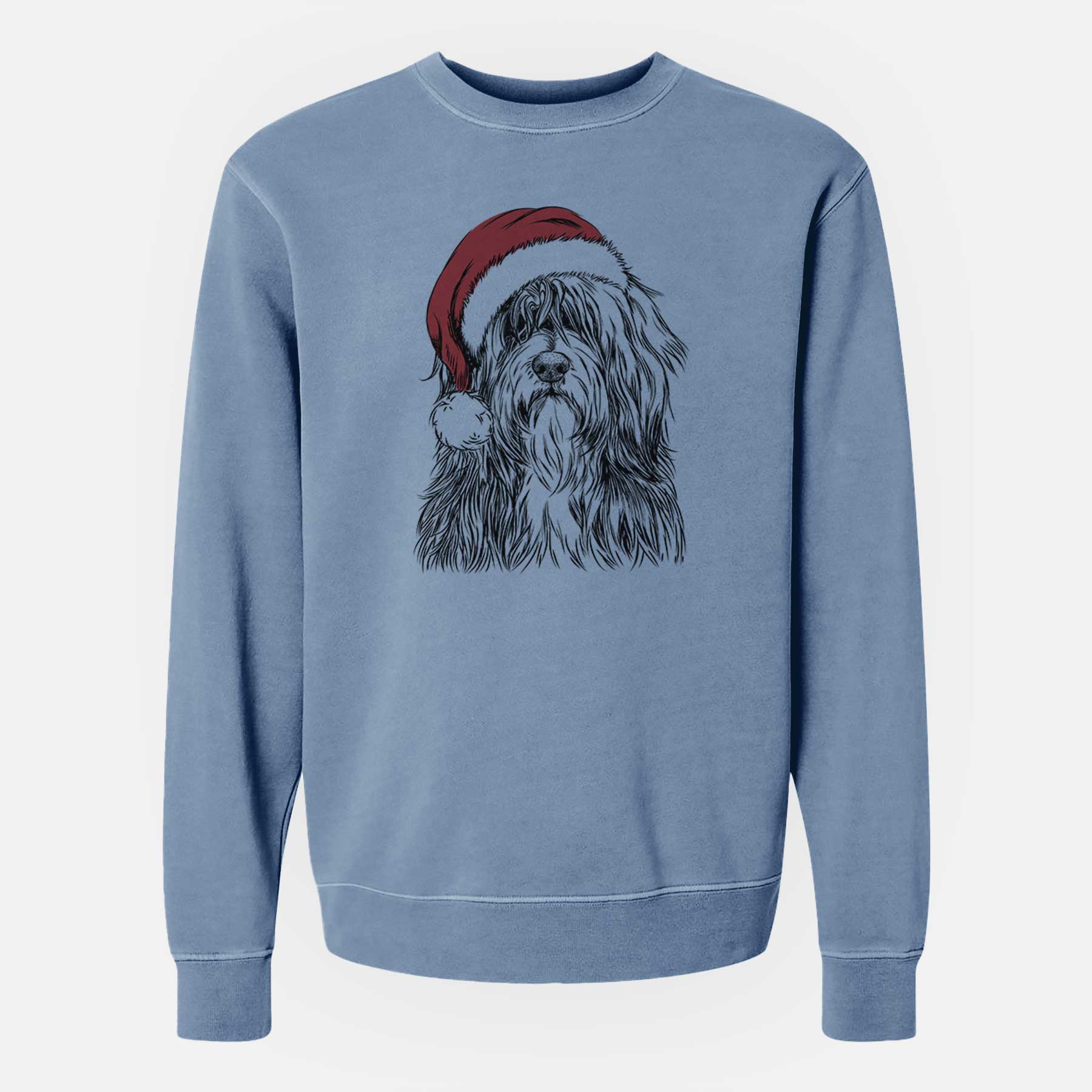 Santa Otto the Polish Lowland Sheepdog - Unisex Pigment Dyed Crew Sweatshirt