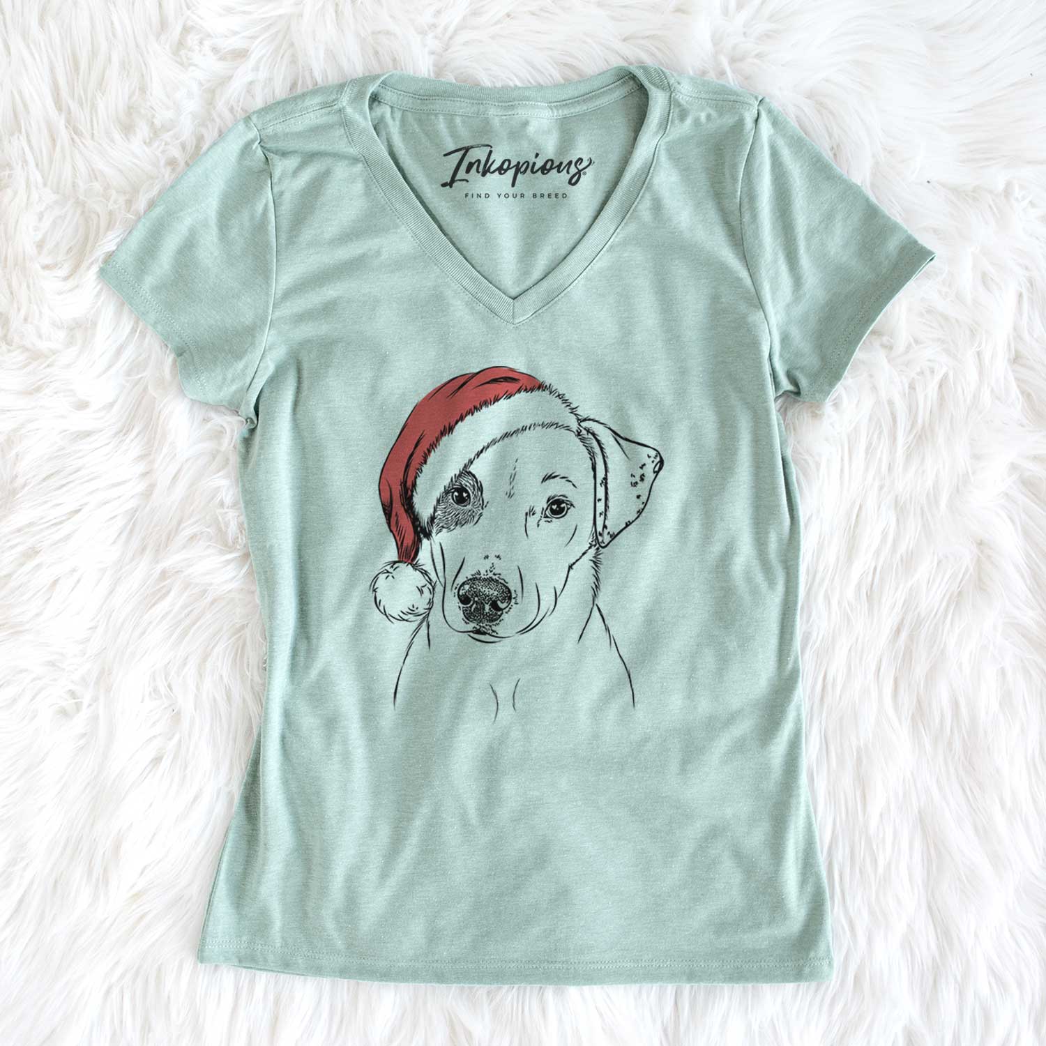 Santa P-Pie the Mixed Breed - Women's V-neck Shirt