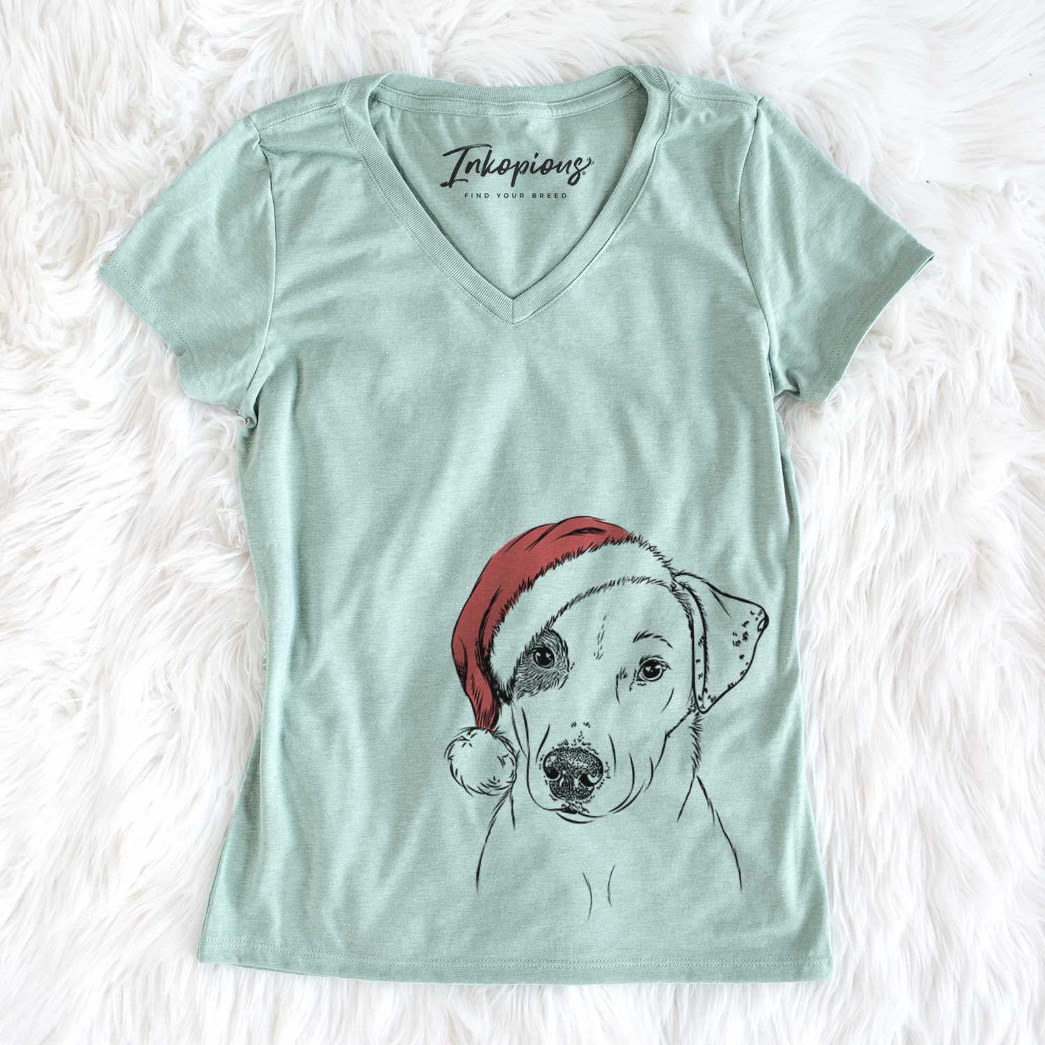 Santa P-Pie the Mixed Breed - Women's V-neck Shirt