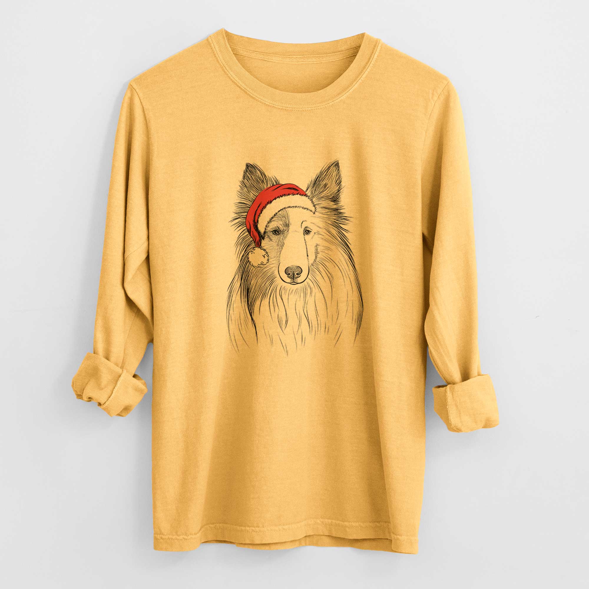 Santa Palin the Shetland Sheepdog - Heavyweight 100% Cotton Long Sleeve