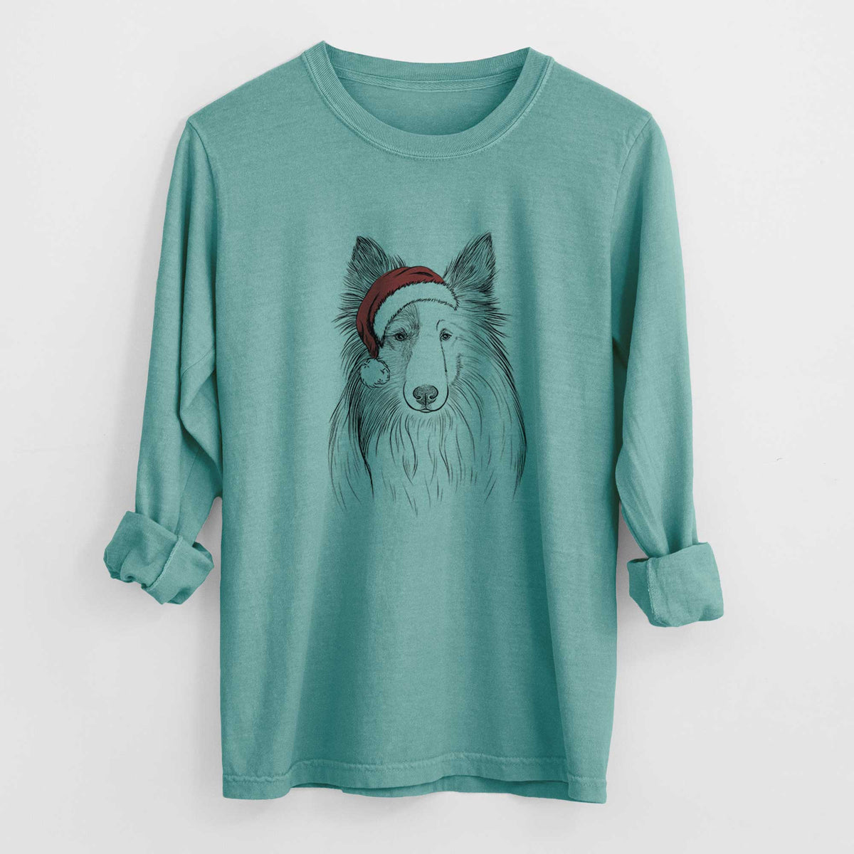 Santa Palin the Shetland Sheepdog - Heavyweight 100% Cotton Long Sleeve