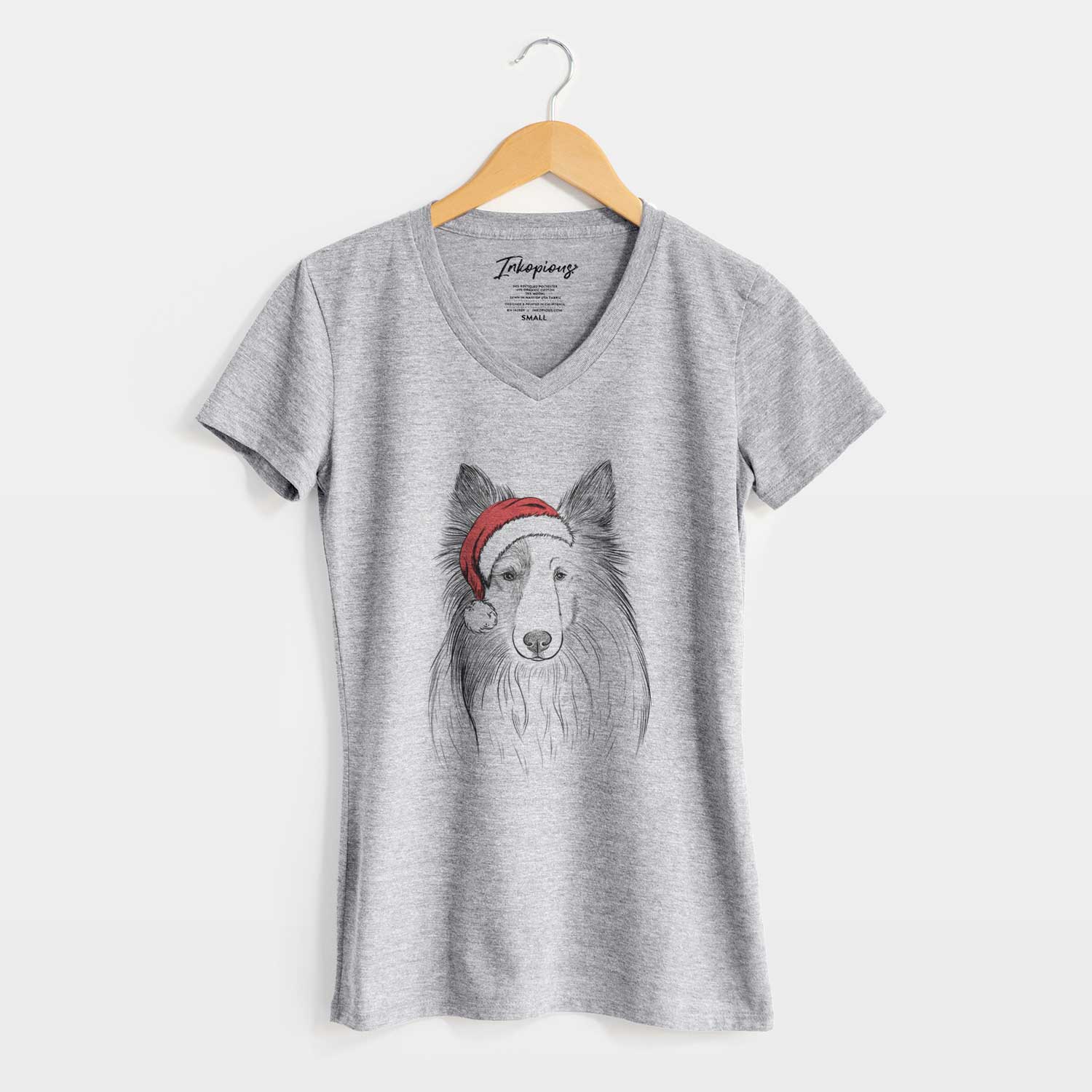 Santa Palin the Shetland Sheepdog - Women's V-neck Shirt