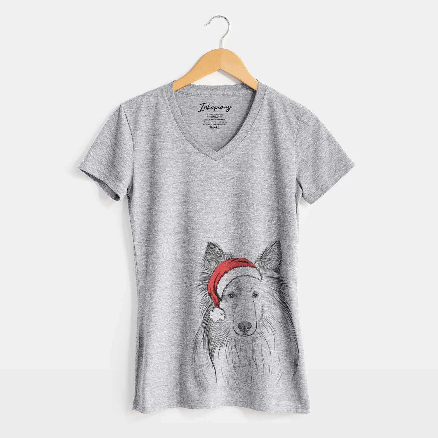 Santa Palin the Shetland Sheepdog - Women's V-neck Shirt