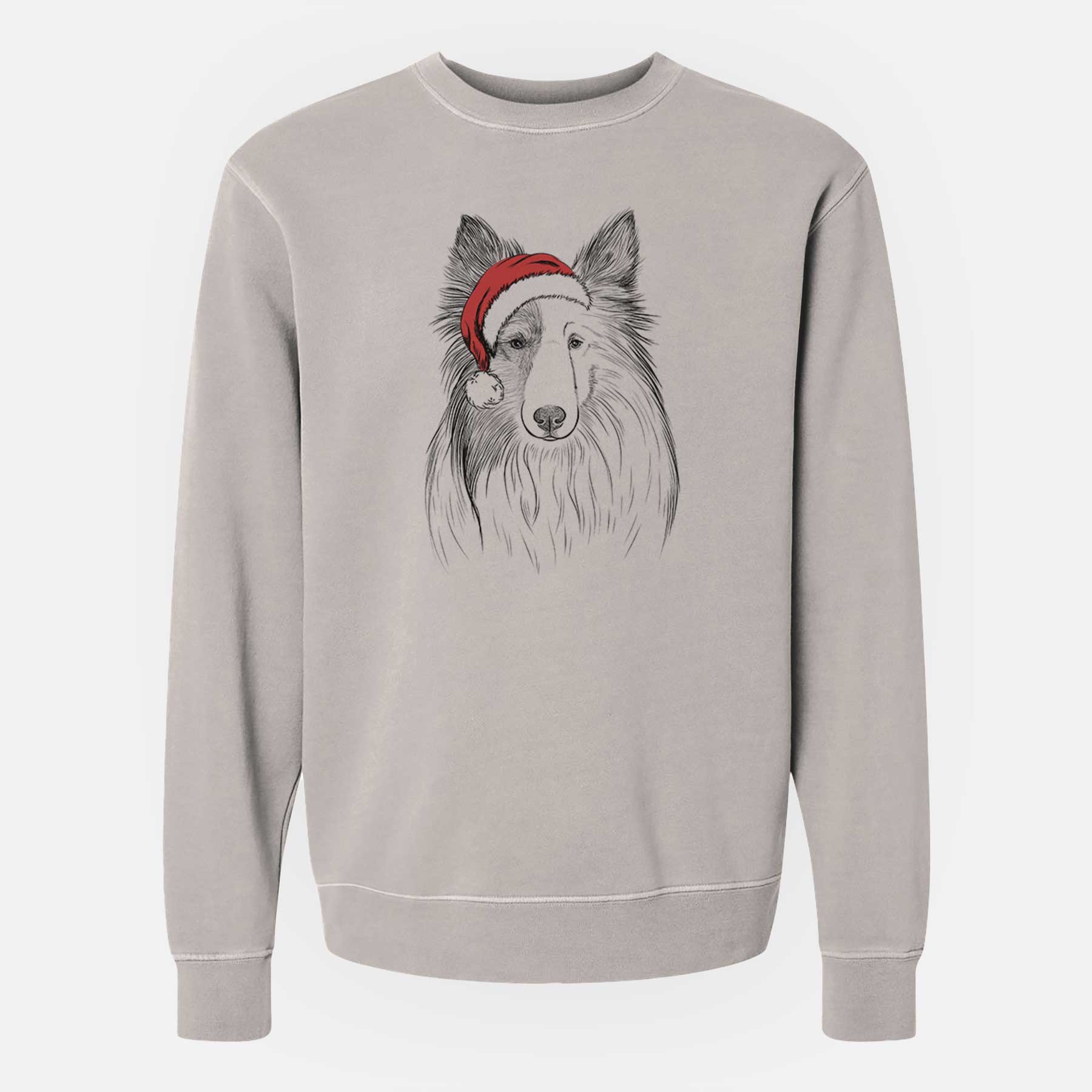 Santa Palin the Shetland Sheepdog - Unisex Pigment Dyed Crew Sweatshirt