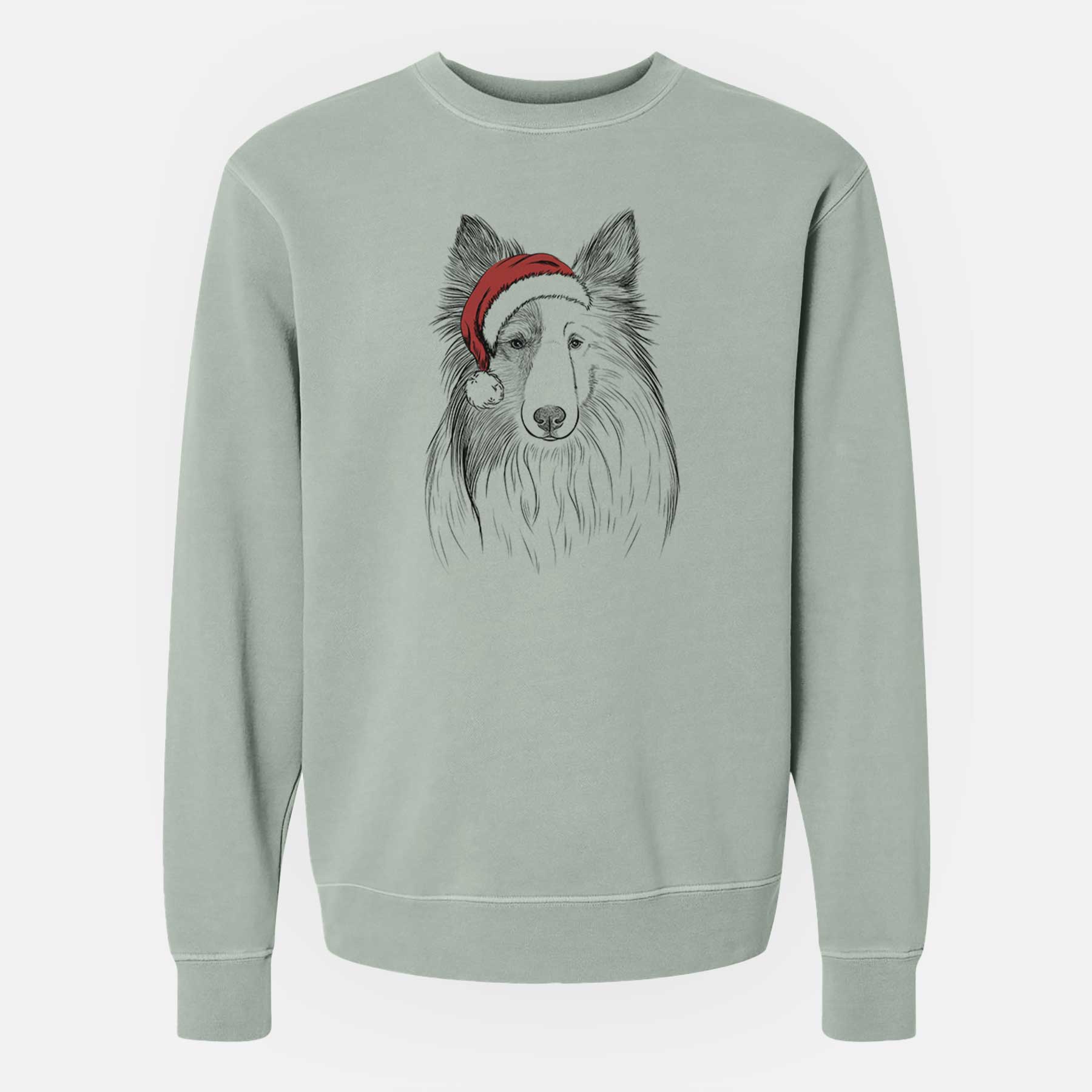 Santa Palin the Shetland Sheepdog - Unisex Pigment Dyed Crew Sweatshirt