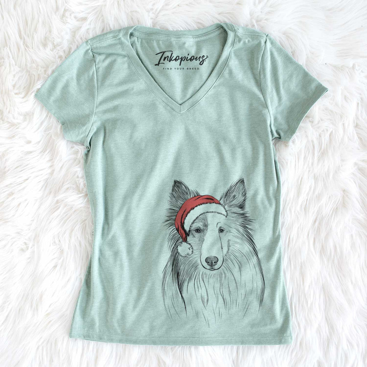 Santa Palin the Shetland Sheepdog - Women&#39;s V-neck Shirt