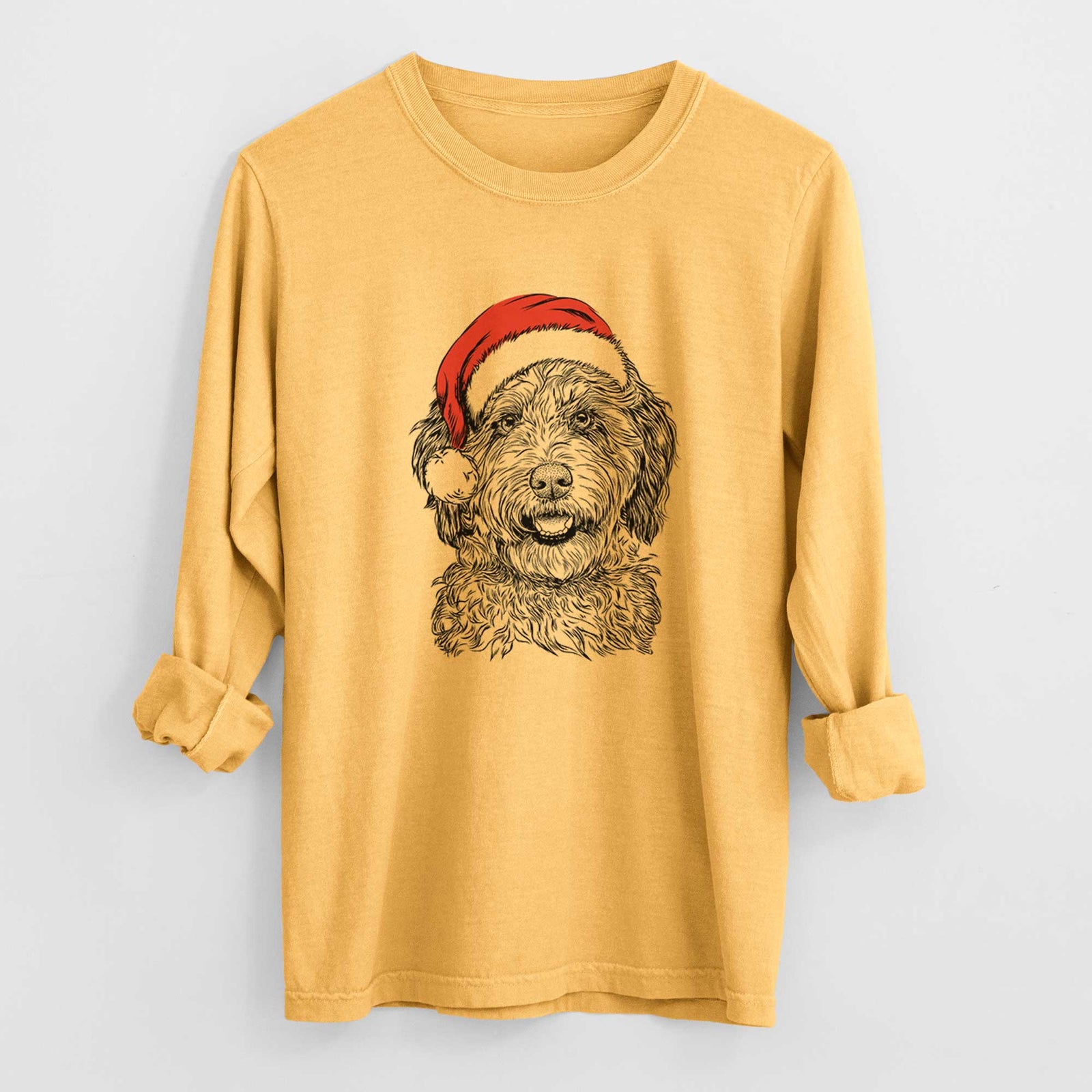 Santa Palmer the Aussiedoodle - Heavyweight 100% Cotton Long Sleeve