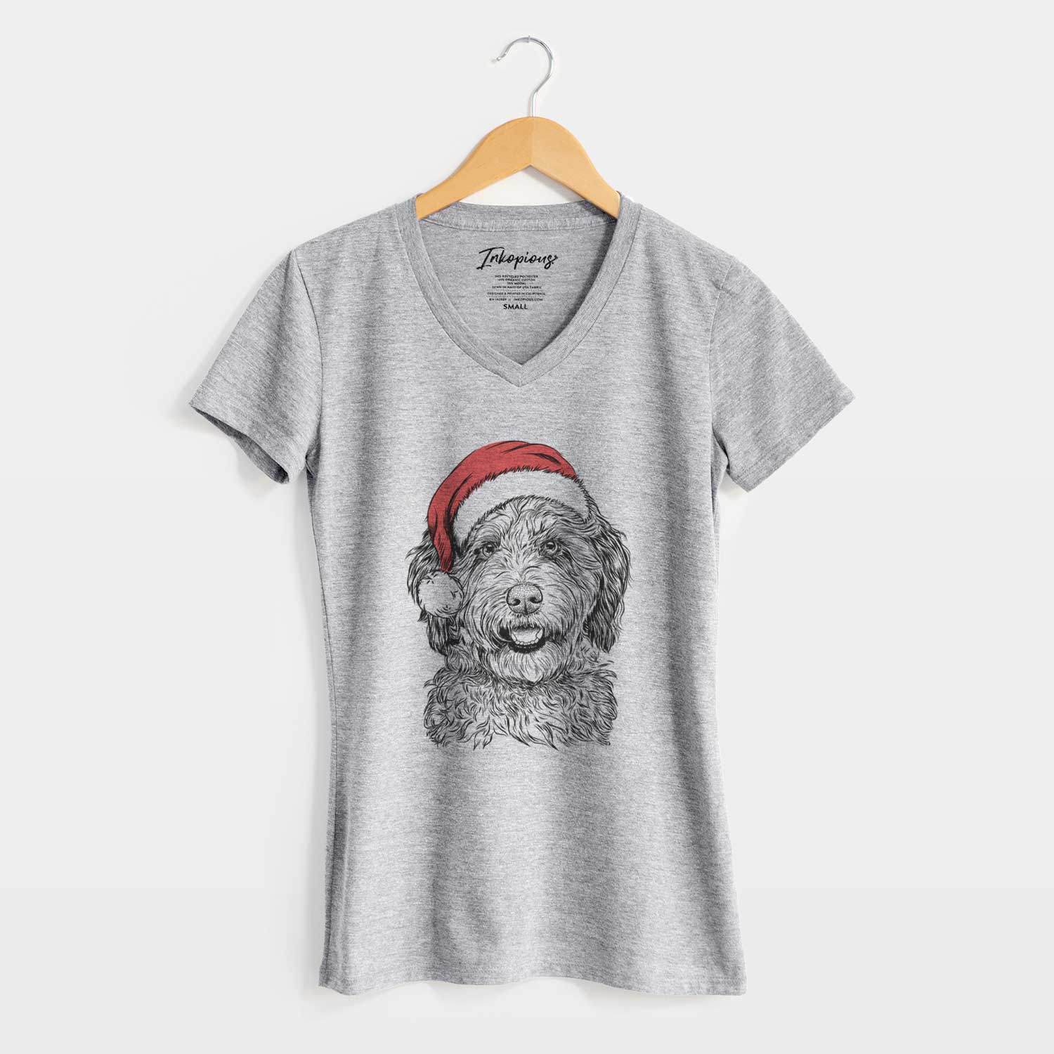 Santa Palmer the Aussiedoodle - Women's V-neck Shirt