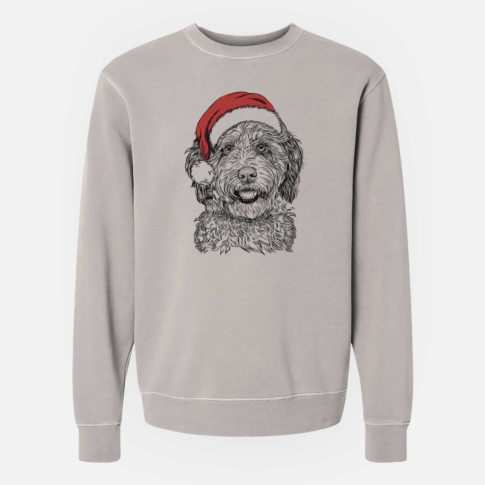 Santa Palmer the Aussiedoodle - Unisex Pigment Dyed Crew Sweatshirt