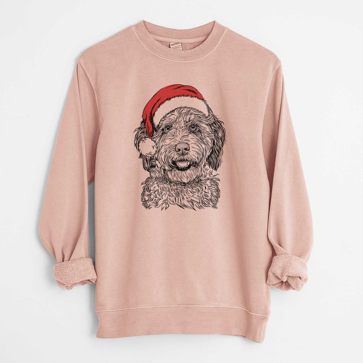 Santa Palmer the Aussiedoodle - Unisex Pigment Dyed Crew Sweatshirt