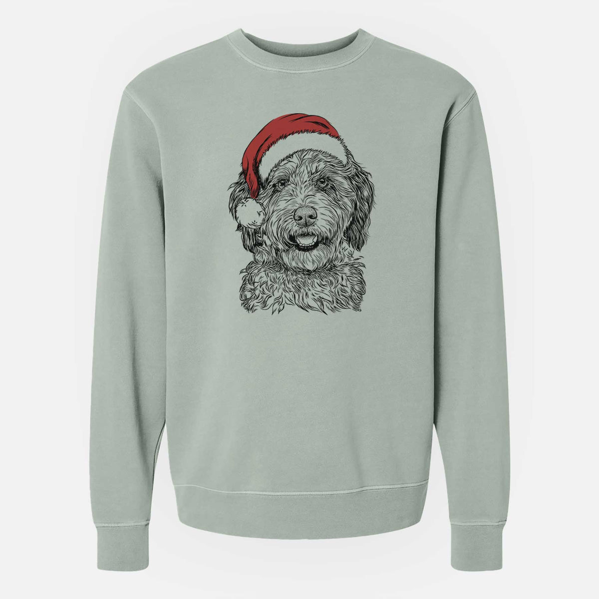 Santa Palmer the Aussiedoodle - Unisex Pigment Dyed Crew Sweatshirt
