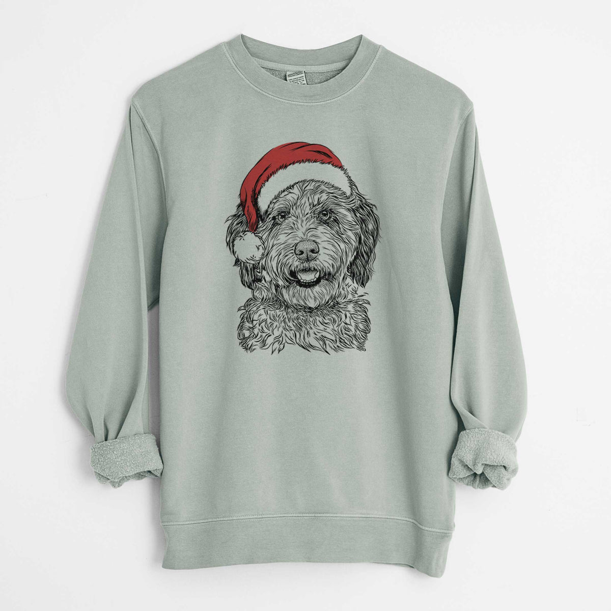 Santa Palmer the Aussiedoodle - Unisex Pigment Dyed Crew Sweatshirt