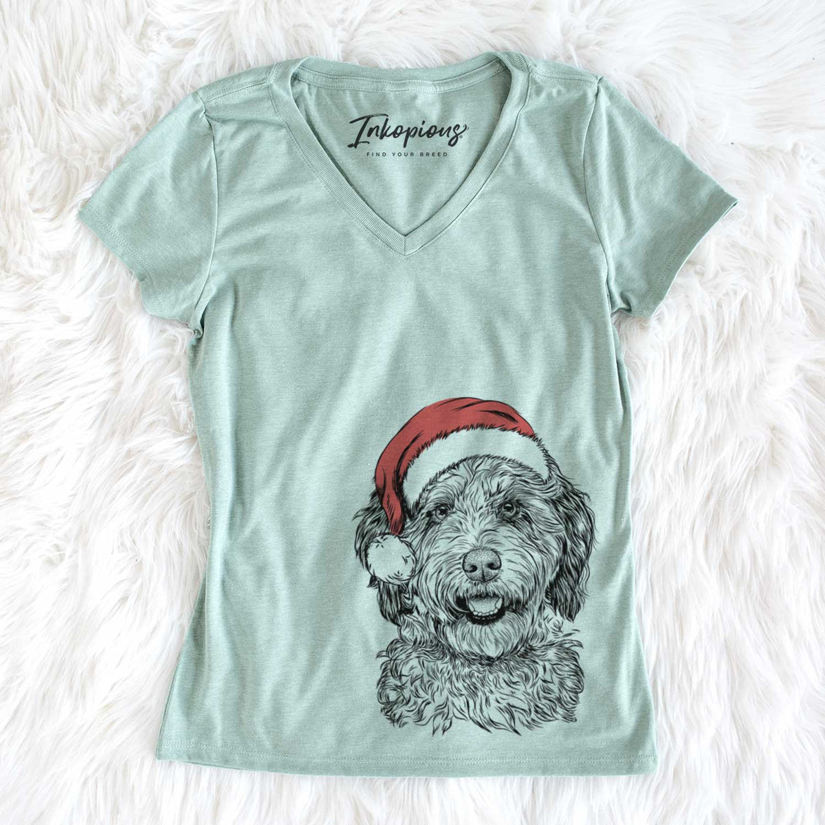 Santa Palmer the Aussiedoodle - Women's V-neck Shirt