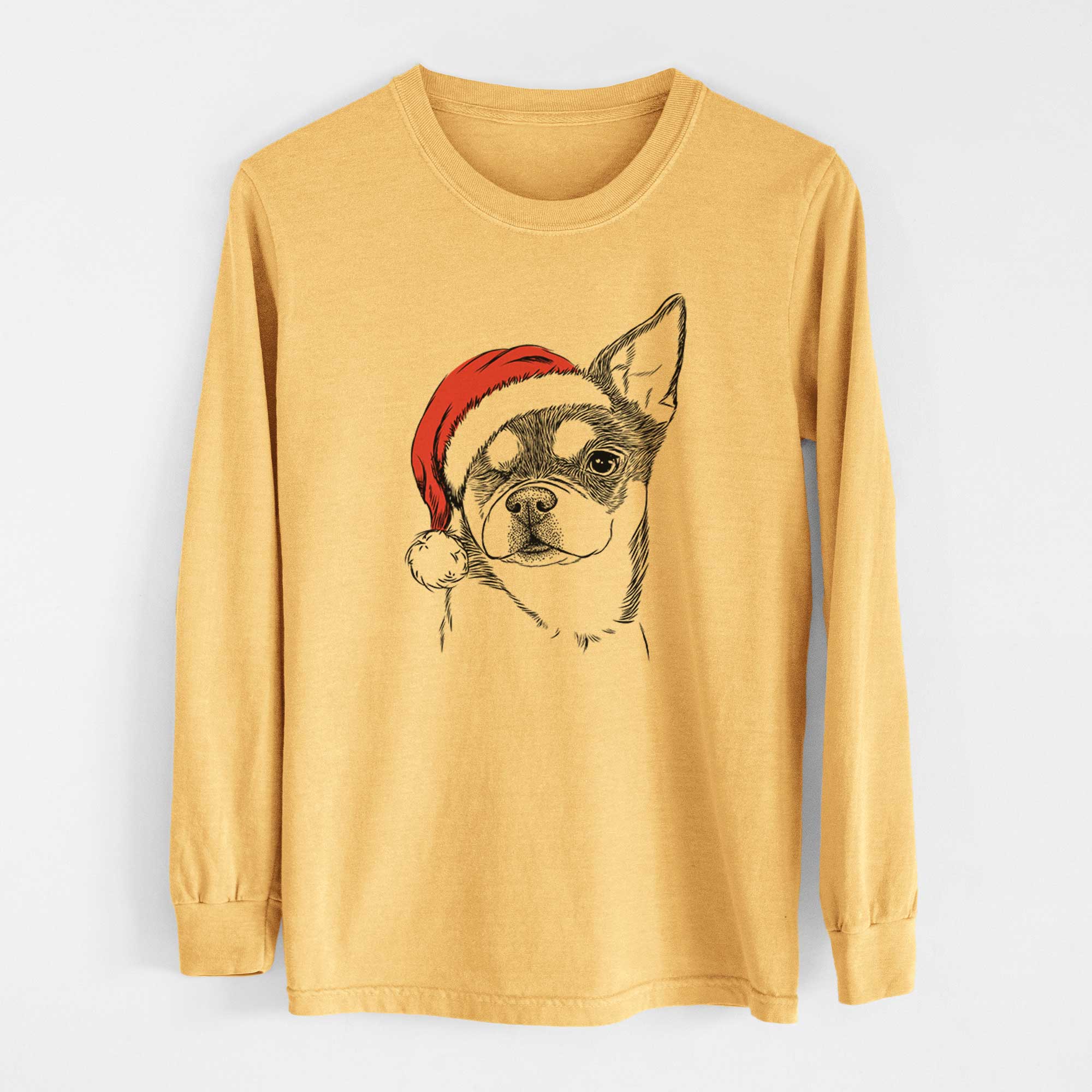 Santa Paris the Chihuahua - Heavyweight 100% Cotton Long Sleeve