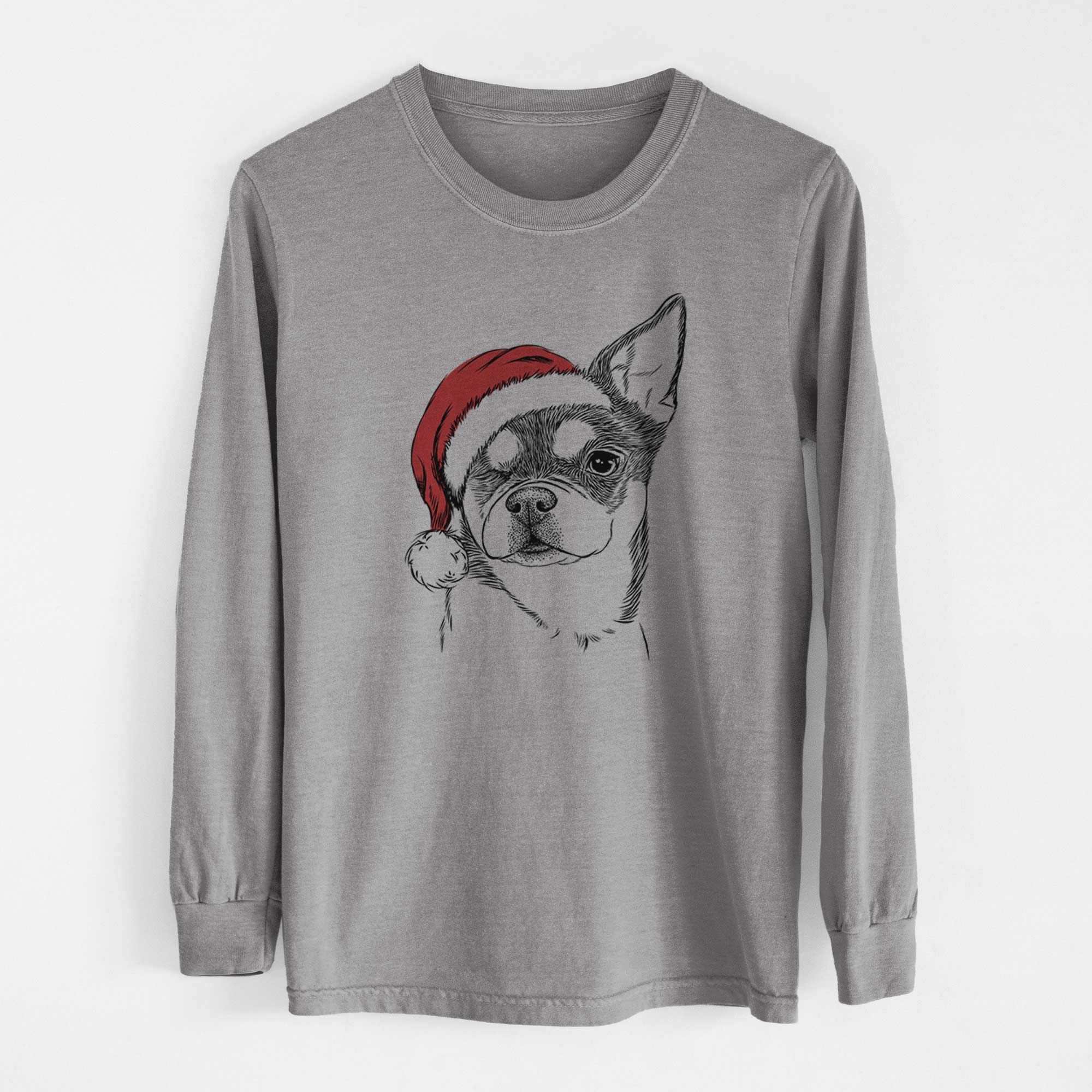 Santa Paris the Chihuahua - Heavyweight 100% Cotton Long Sleeve