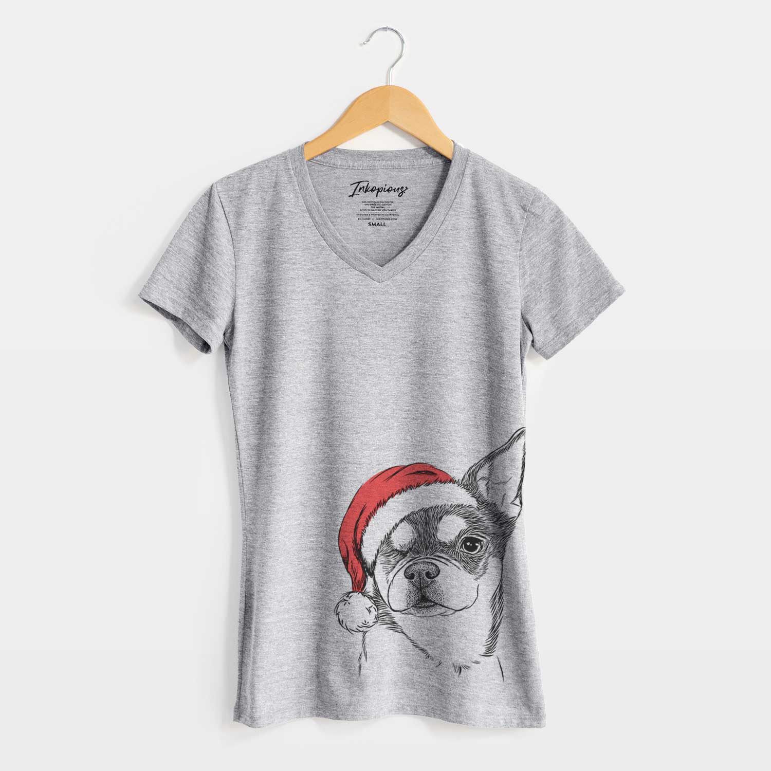 Santa Paris the Chihuahua - Women's V-neck Shirt