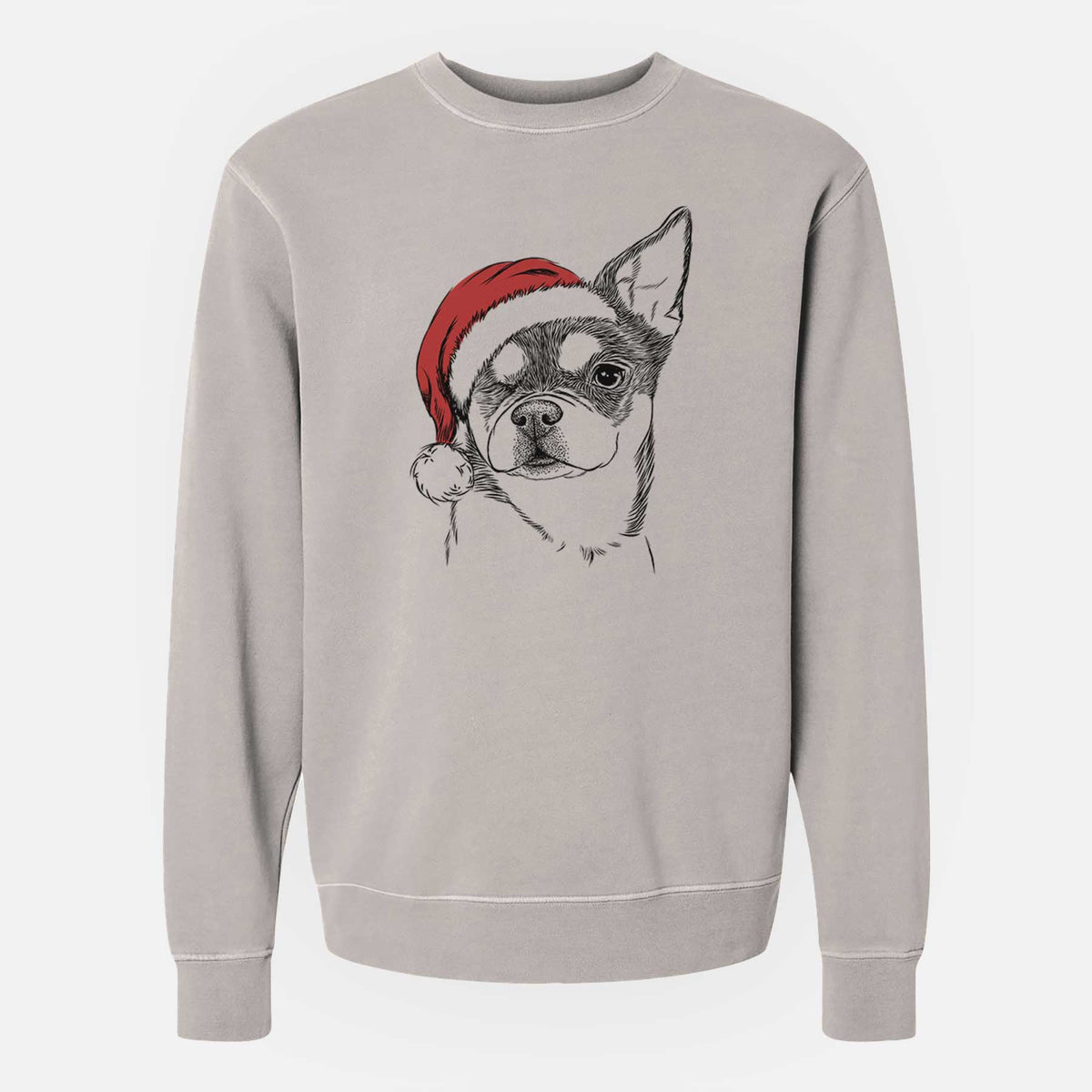 Santa Paris the Chihuahua - Unisex Pigment Dyed Crew Sweatshirt