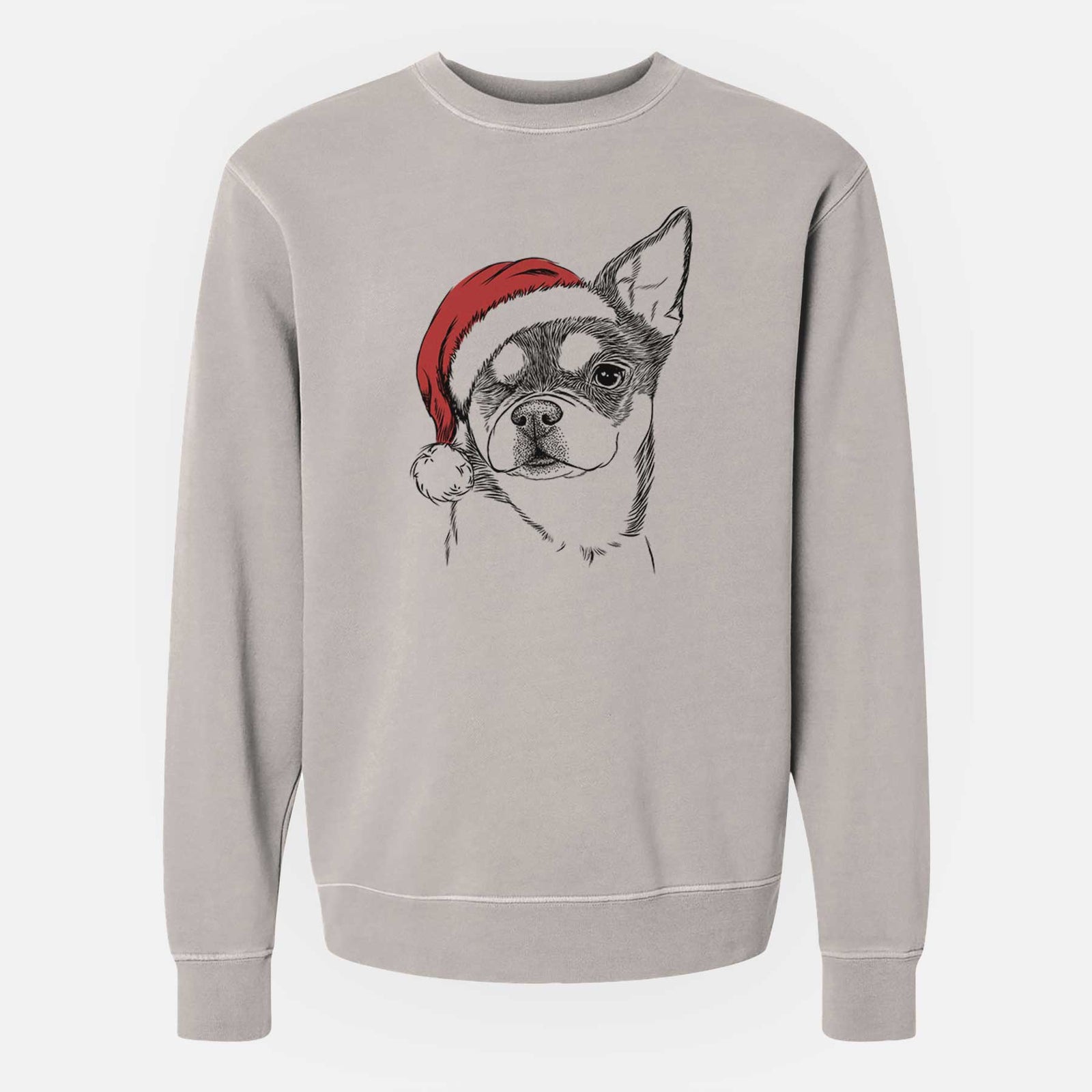 Santa Paris the Chihuahua - Unisex Pigment Dyed Crew Sweatshirt