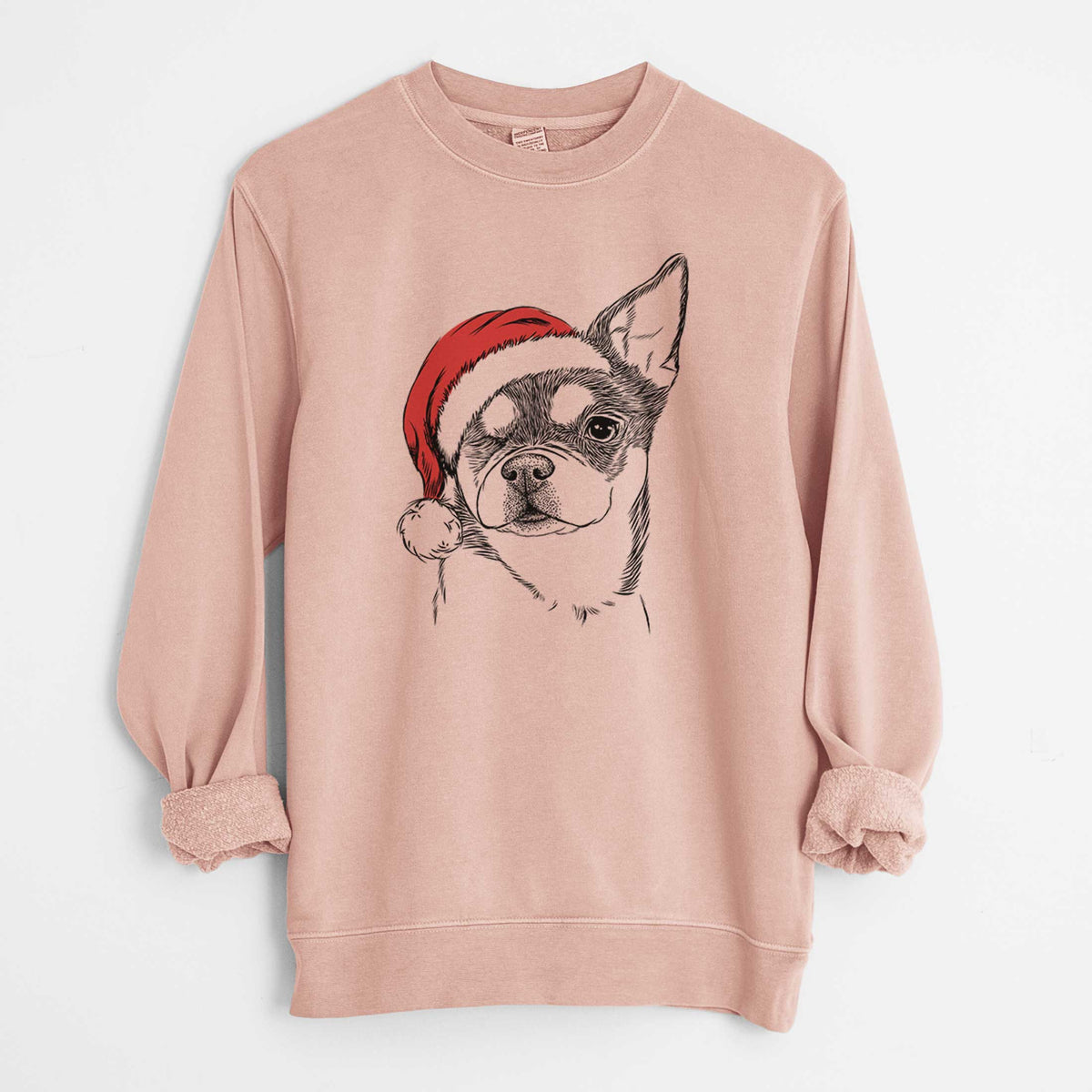 Santa Paris the Chihuahua - Unisex Pigment Dyed Crew Sweatshirt