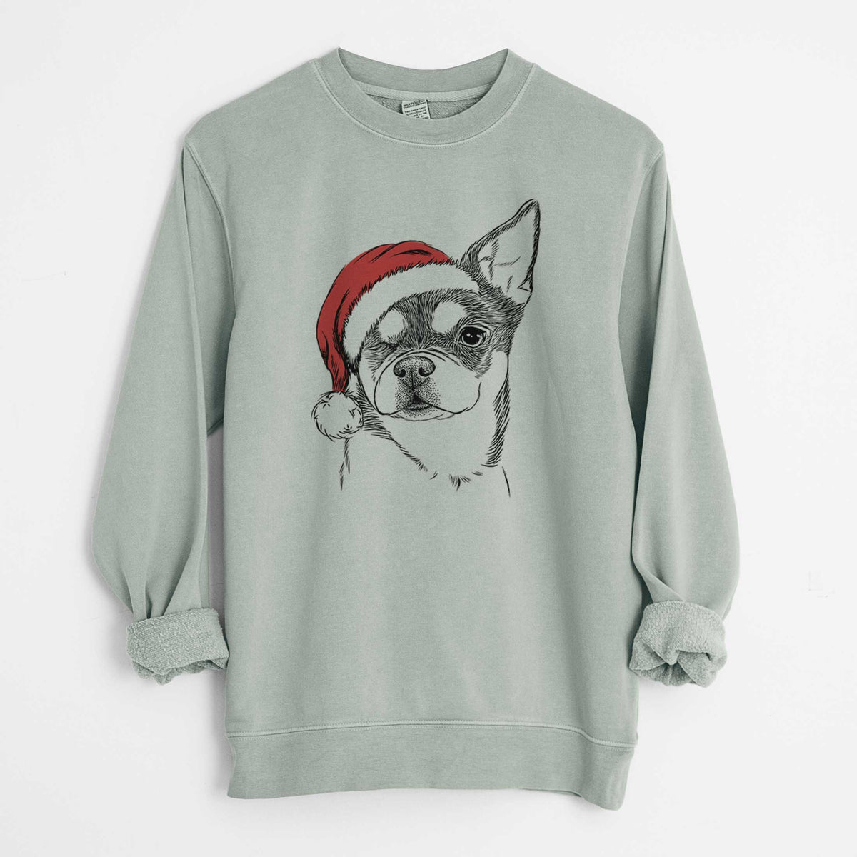 Santa Paris the Chihuahua - Unisex Pigment Dyed Crew Sweatshirt