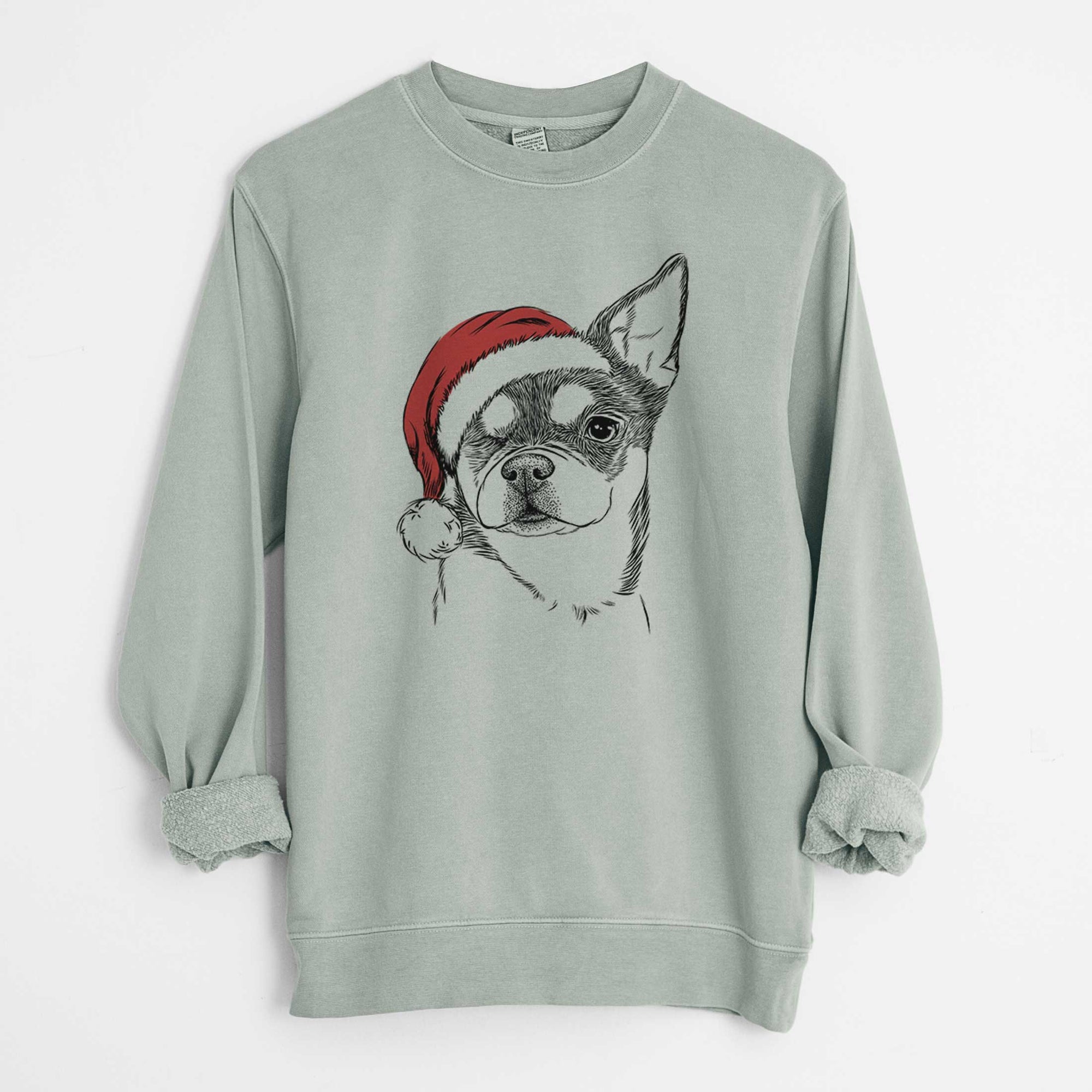 Santa Paris the Chihuahua - Unisex Pigment Dyed Crew Sweatshirt
