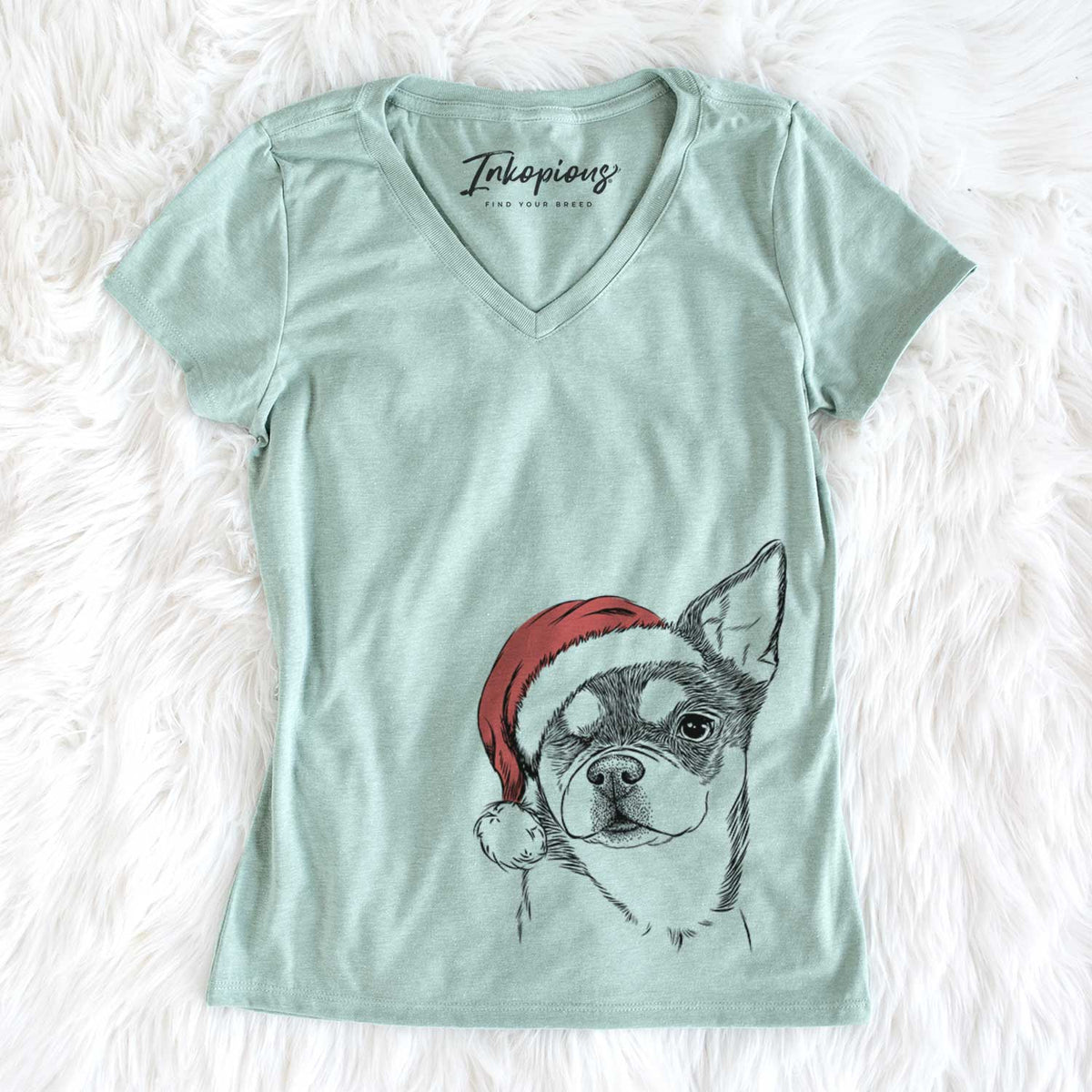 Santa Paris the Chihuahua - Women&#39;s V-neck Shirt