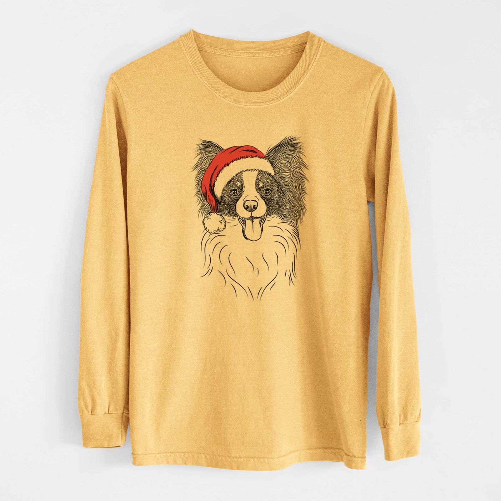 Santa Patrick the Papillon - Heavyweight 100% Cotton Long Sleeve
