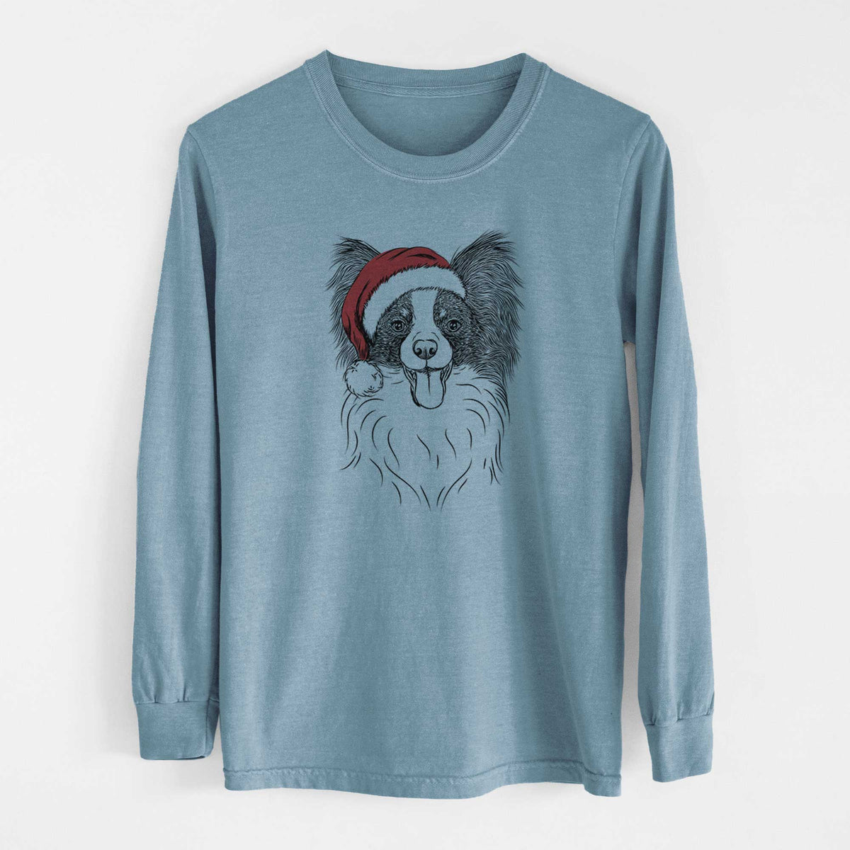 Santa Patrick the Papillon - Heavyweight 100% Cotton Long Sleeve