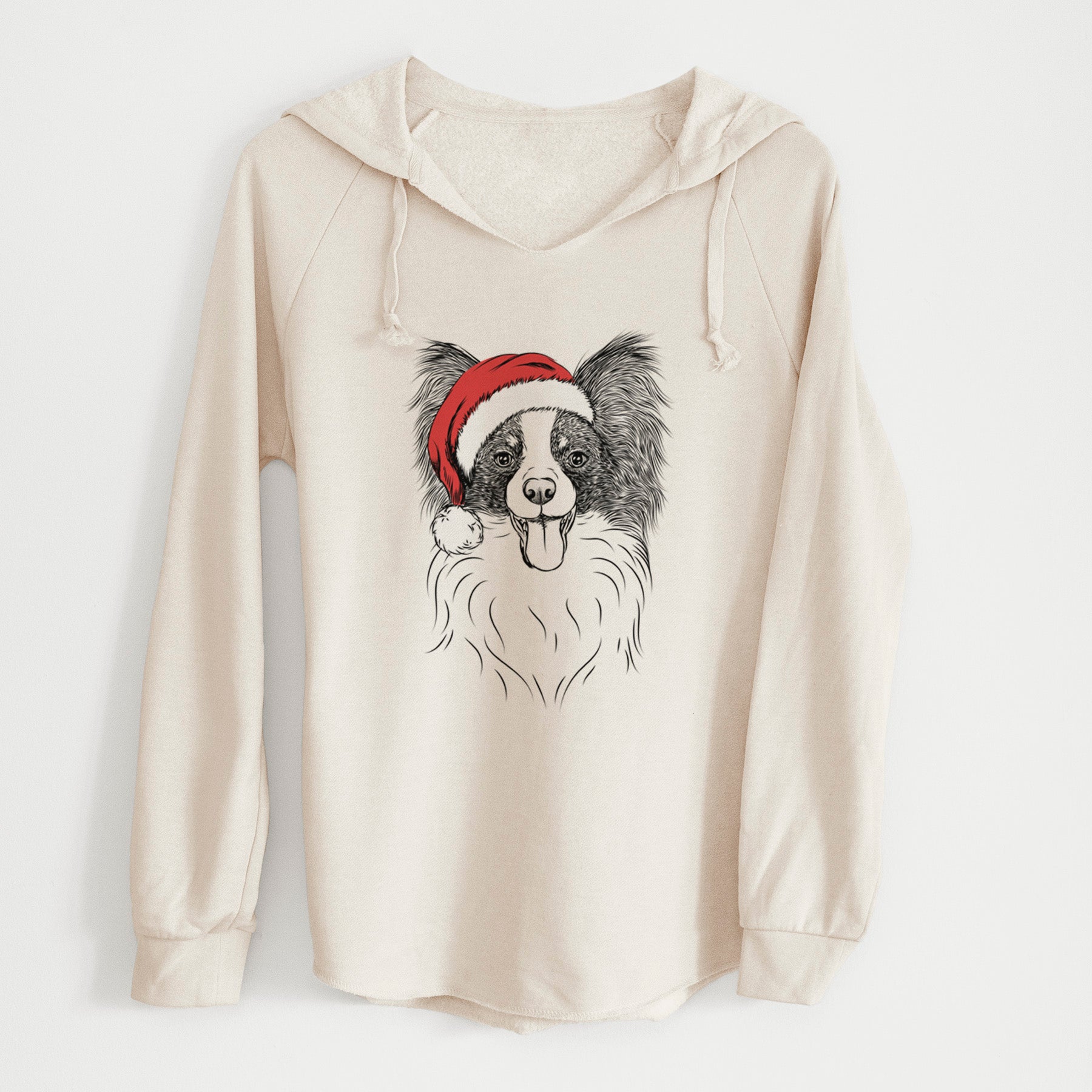 Santa Patrick the Papillon - Cali Wave Hooded Sweatshirt