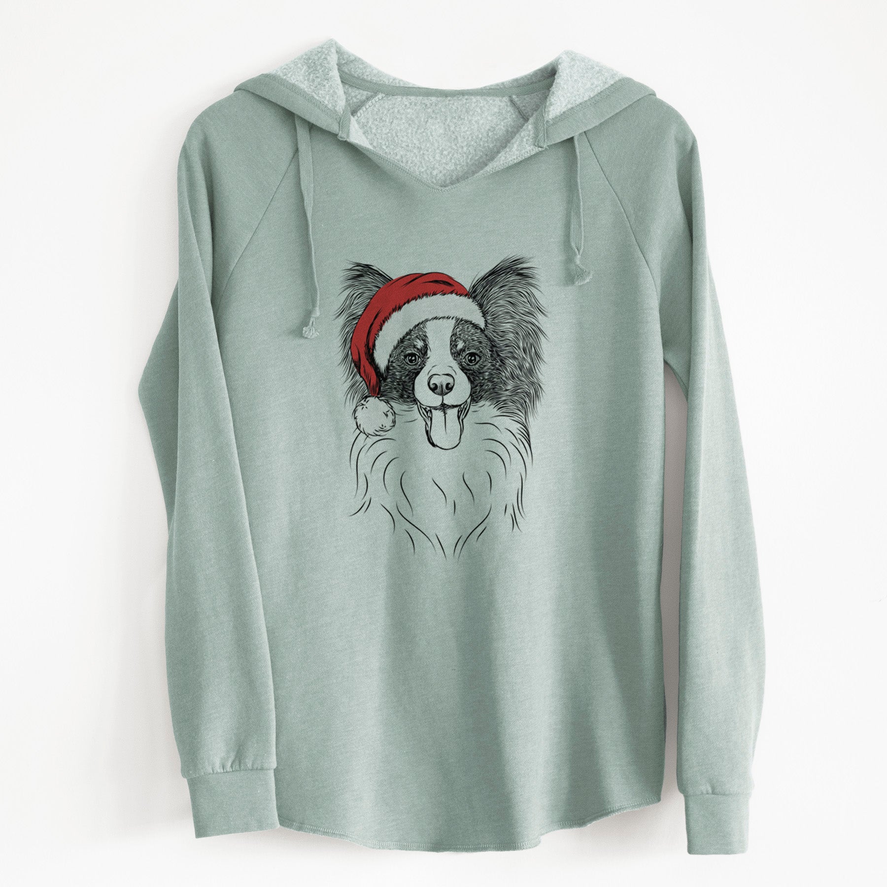 Santa Patrick the Papillon - Cali Wave Hooded Sweatshirt