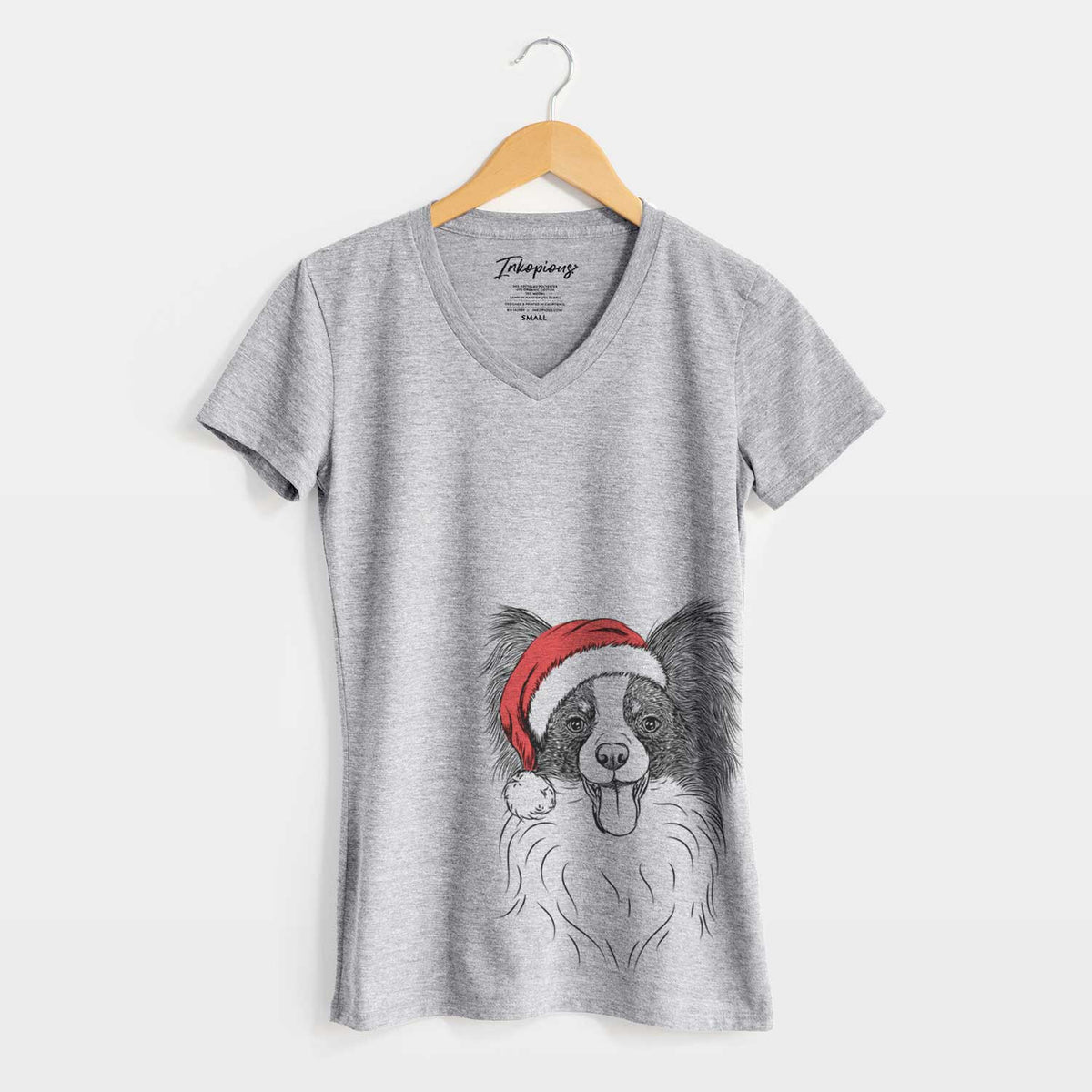 Santa Patrick the Papillon - Women's V-neck Shirt
