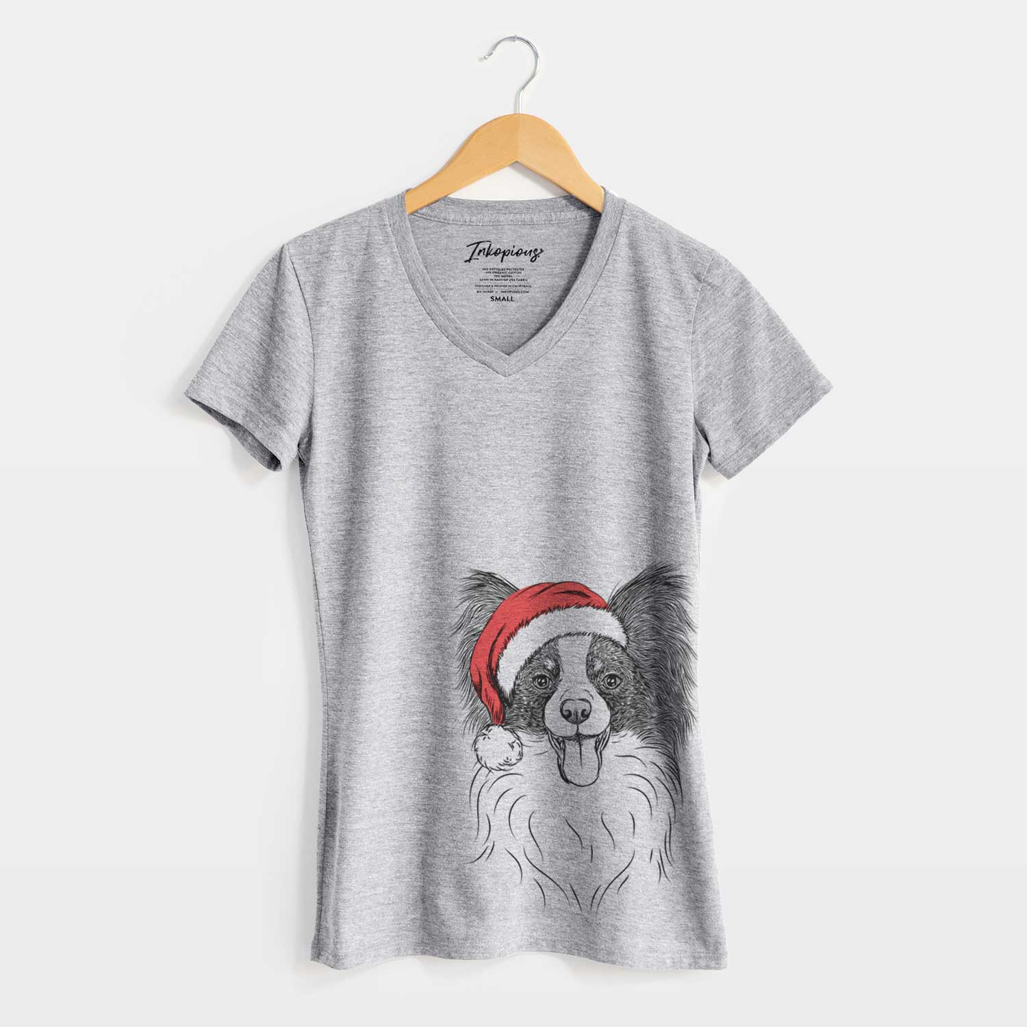 Santa Patrick the Papillon - Women's V-neck Shirt