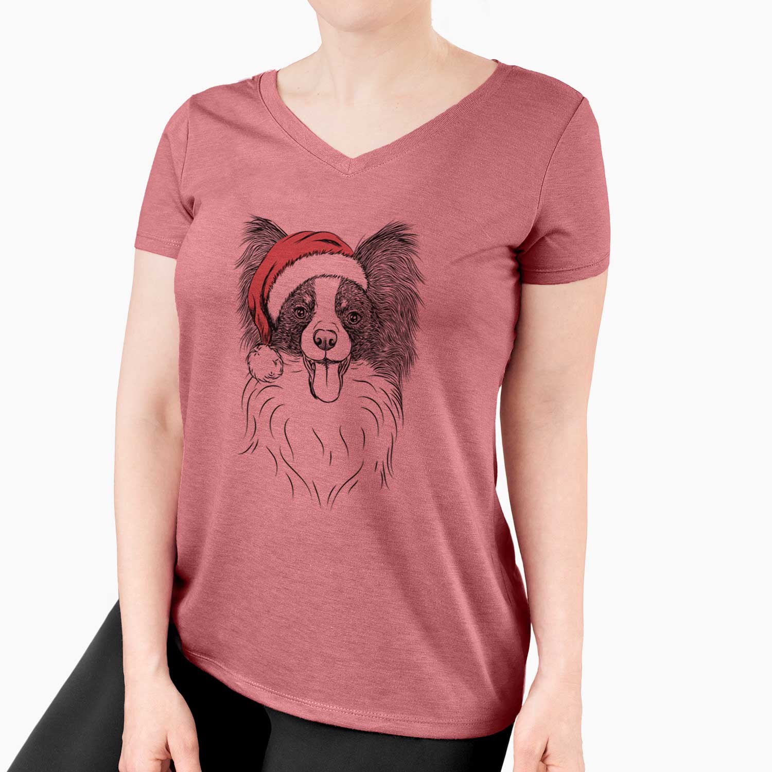 Santa Patrick the Papillon - Women's V-neck Shirt