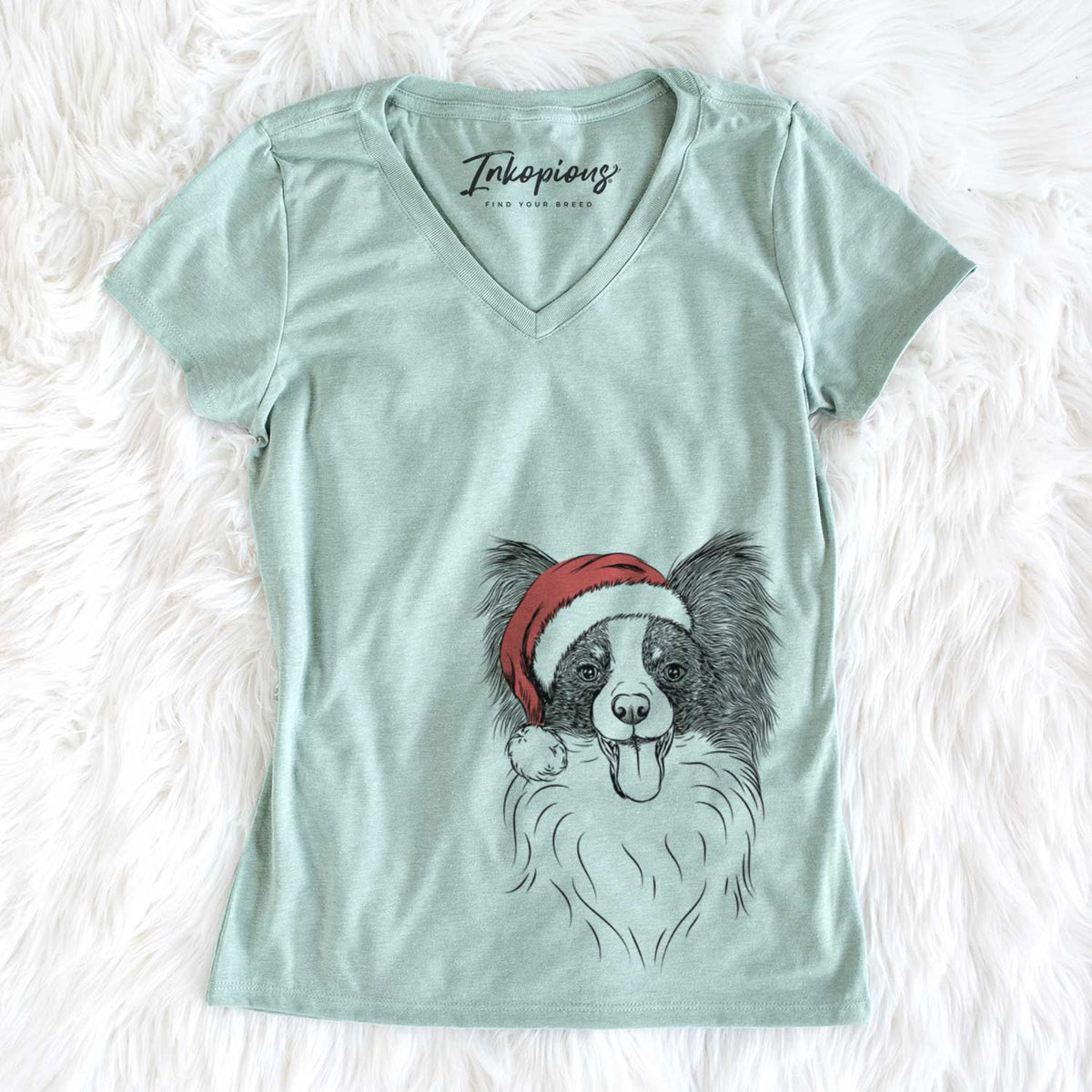 Santa Patrick the Papillon - Women's V-neck Shirt