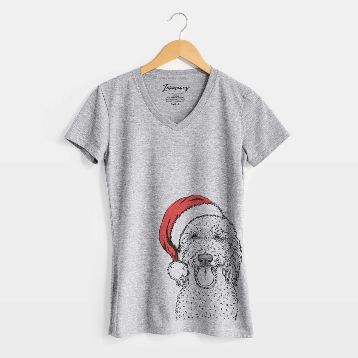 Santa Pavlov the Goldendoodle - Women's V-neck Shirt