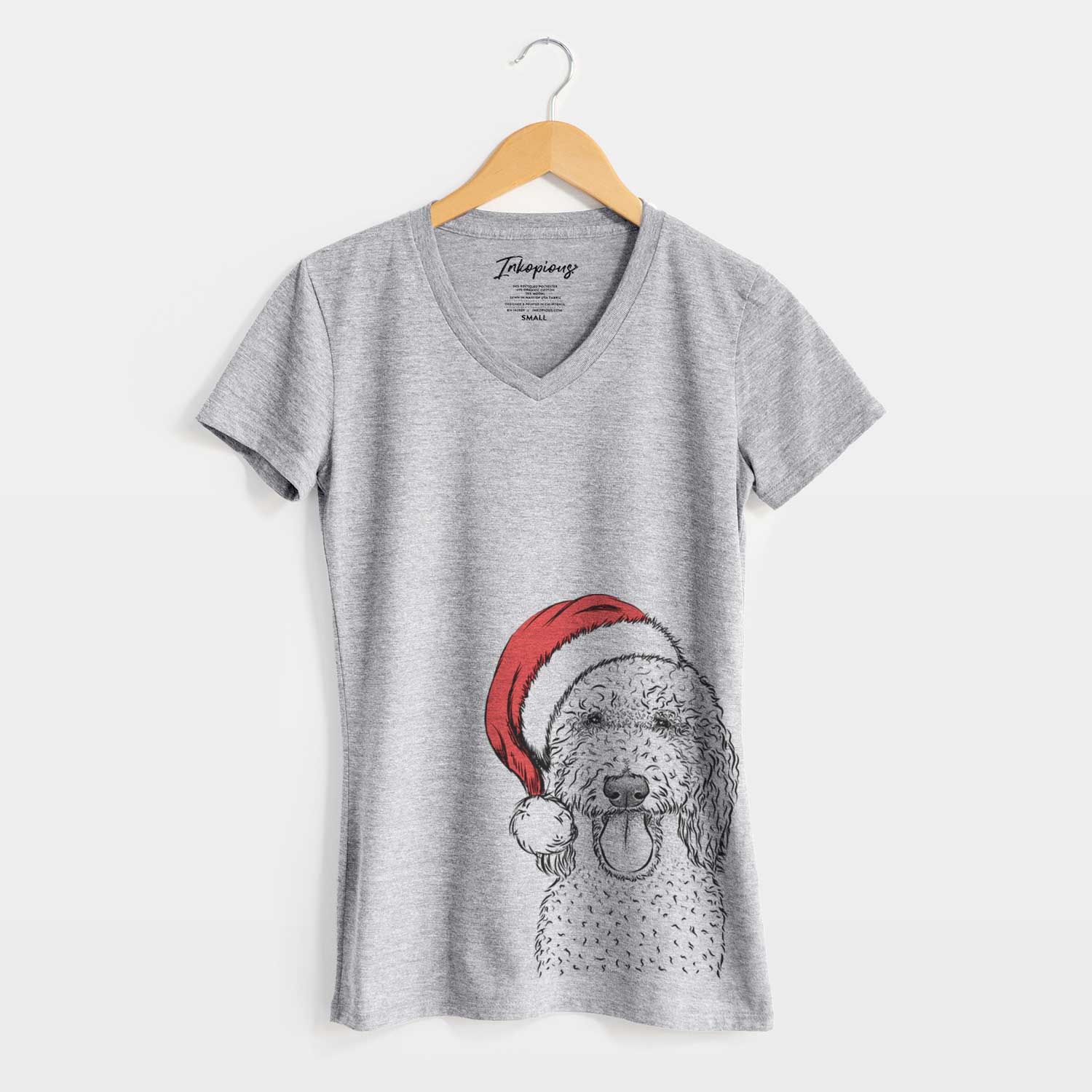 Santa Pavlov the Goldendoodle - Women's V-neck Shirt