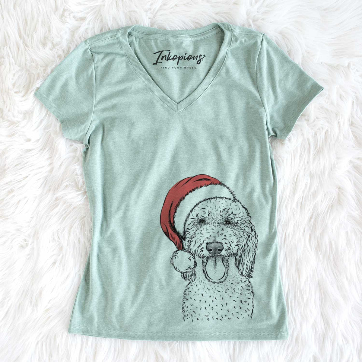 Santa Pavlov the Goldendoodle - Women&#39;s V-neck Shirt